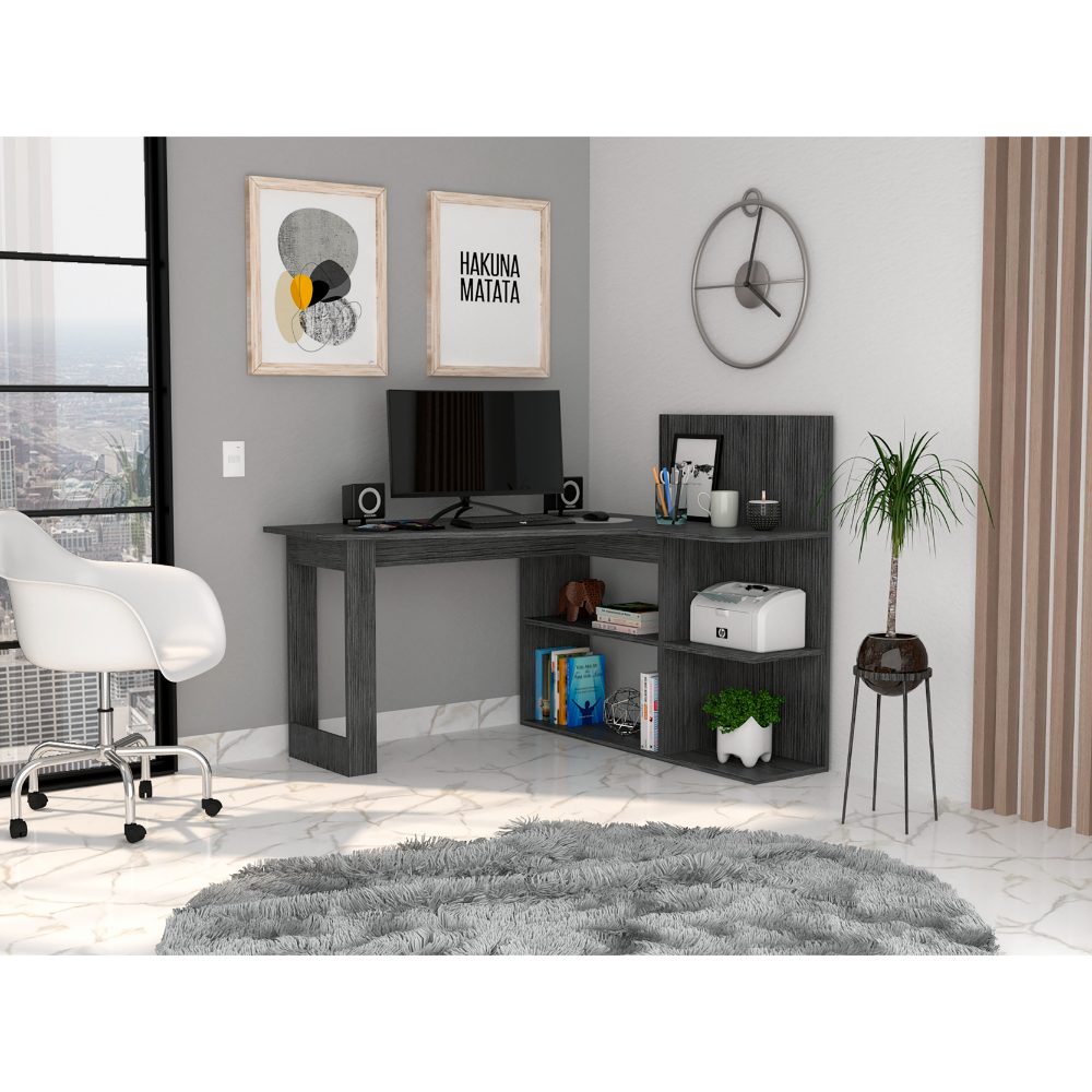 Masai Writing Desk w/ 5 Shelves - Smokey Oak