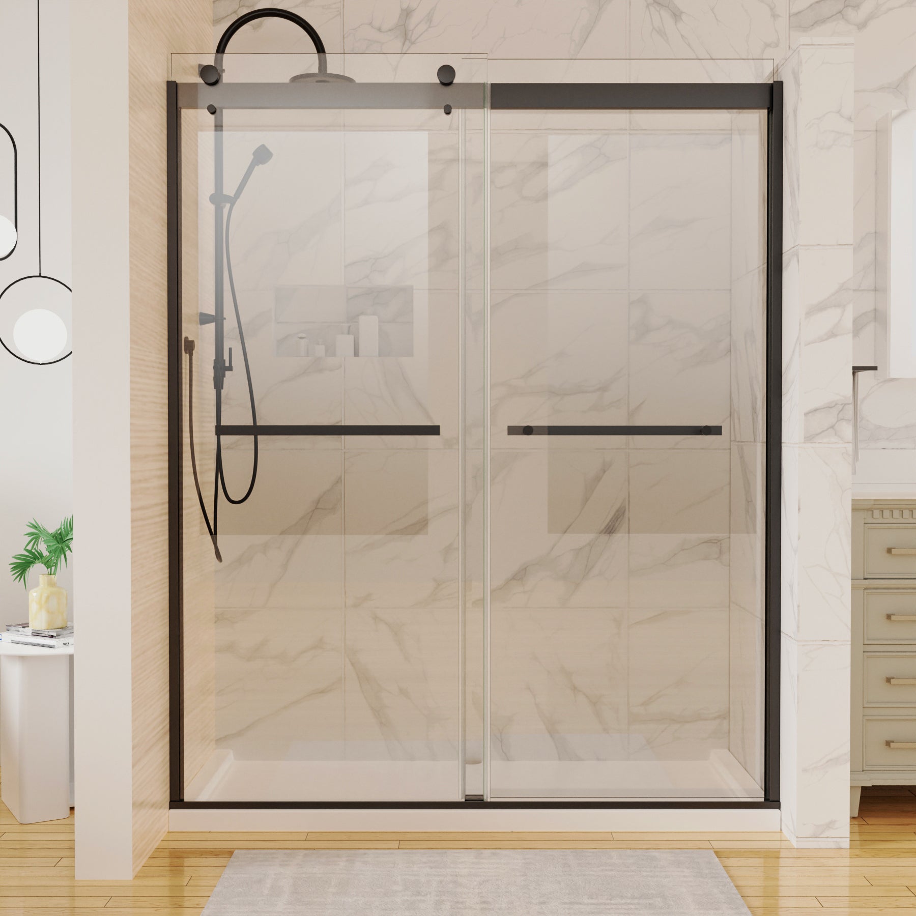 Matte Black Shower Door - 60x74" 8mm Glass