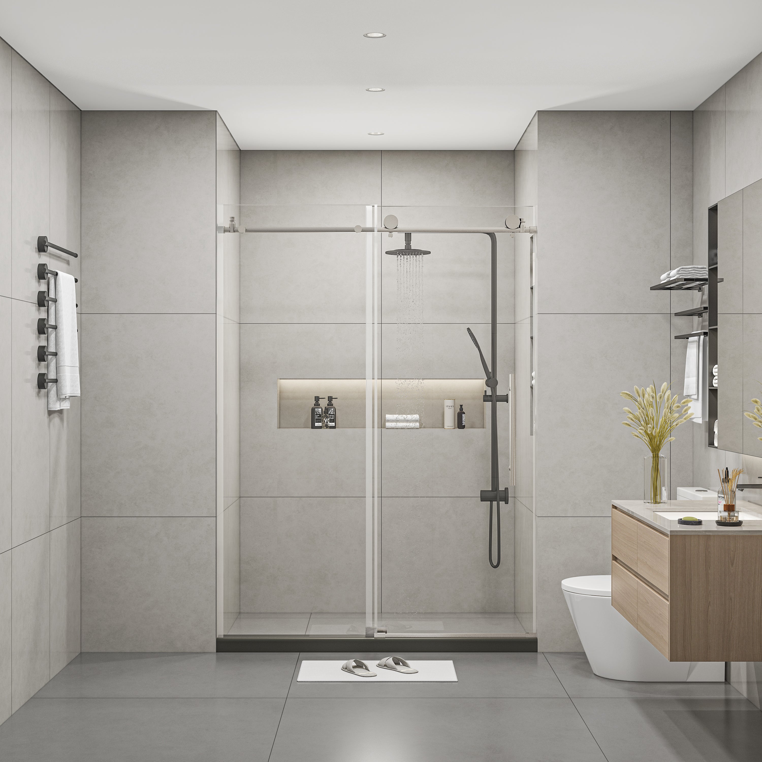 Frameless Shower Door 60x76", 8mm Glass