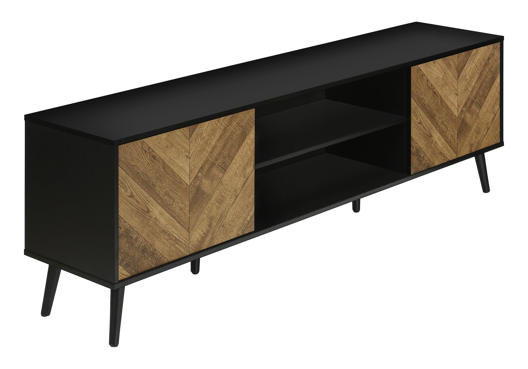 72" TV Stand Console, Modern Media Entertainment Center, Brown & Black