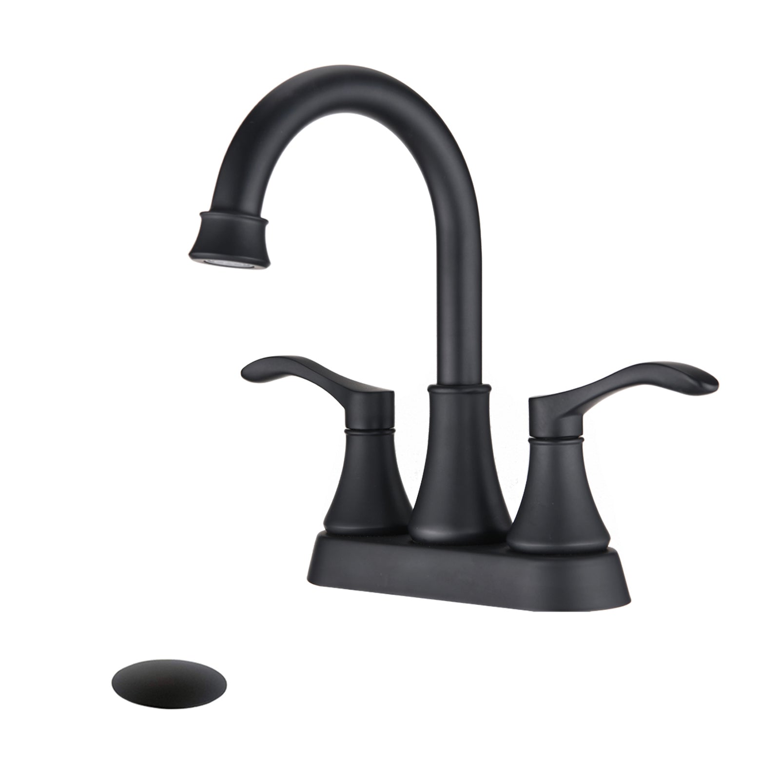 4" Centerset Bathroom Faucet: Matte Black, 360° Swivel
