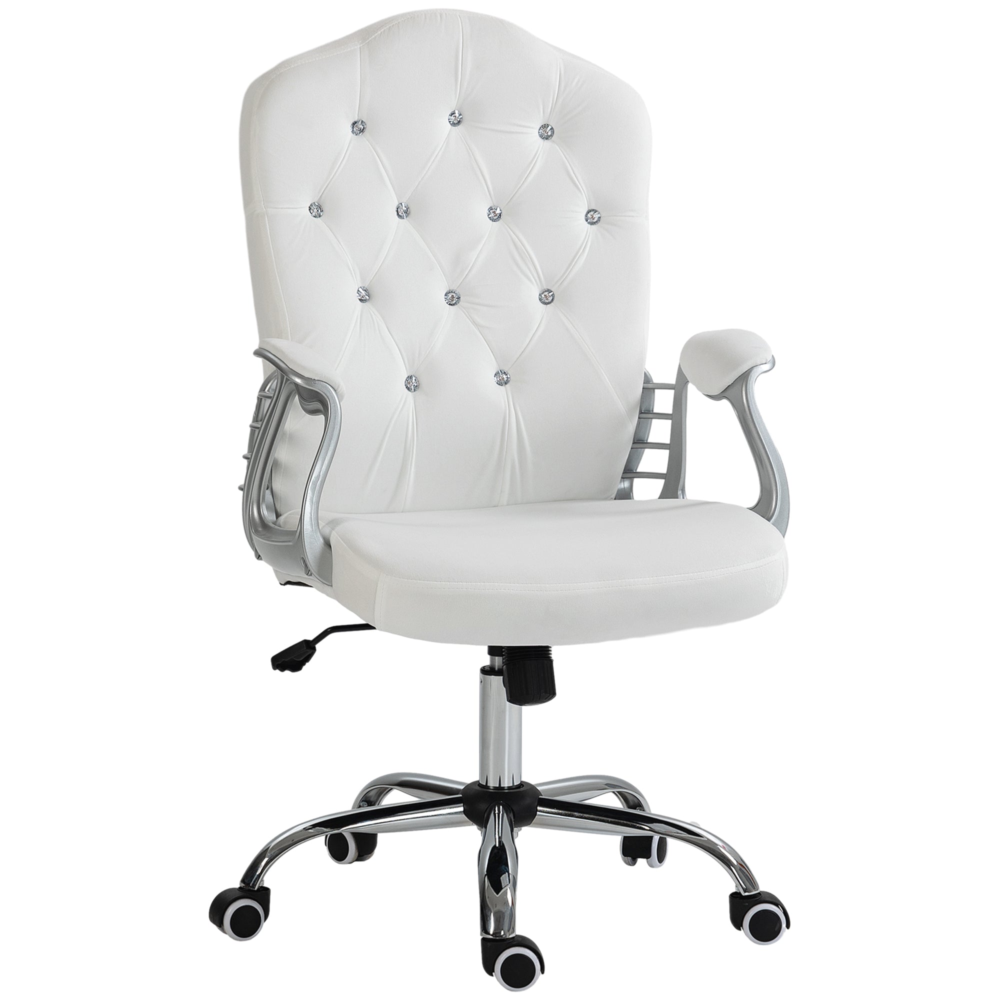 Velvet Office Chair, White