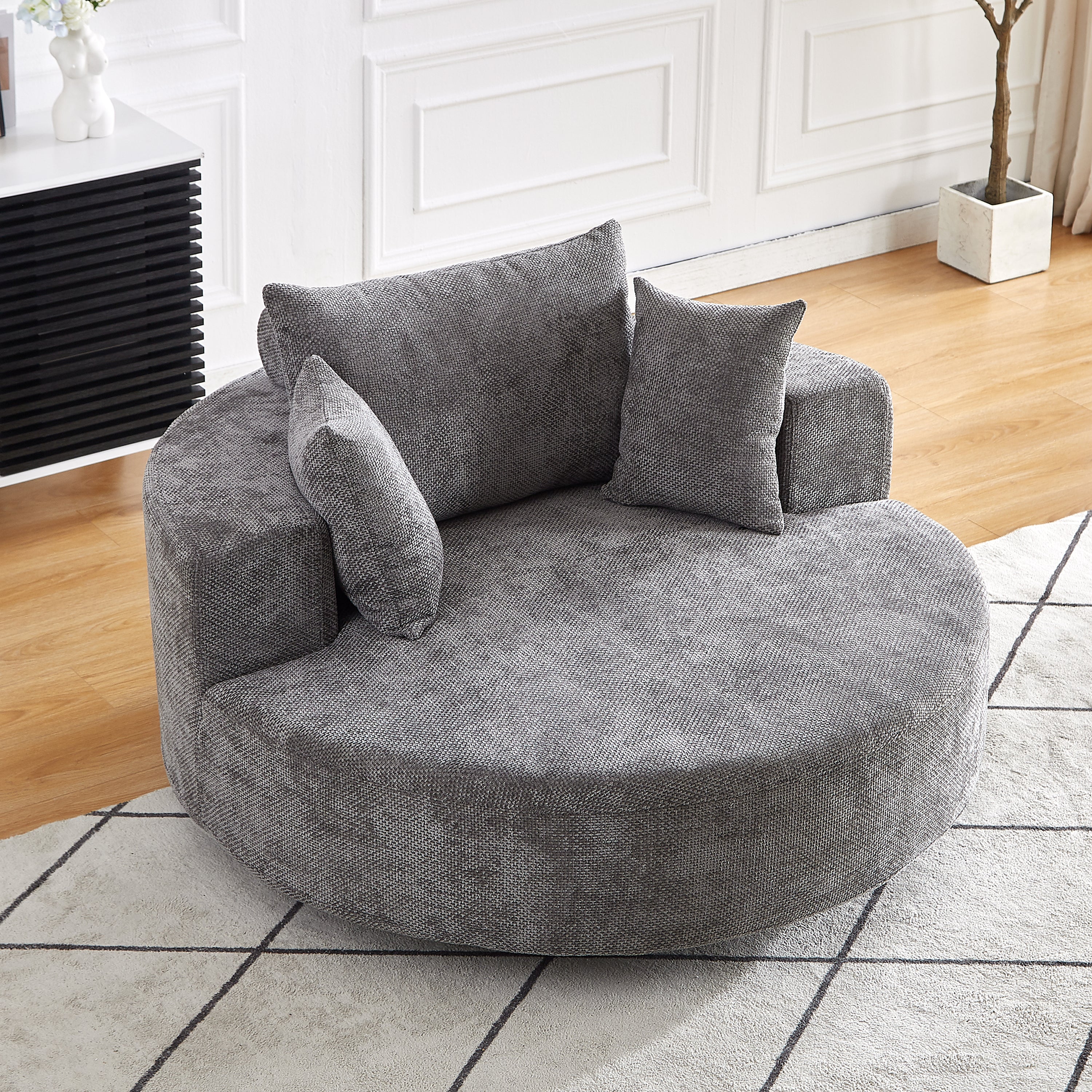 55" Chenille Swivel Sleeper Chair: Fluffy & Modern