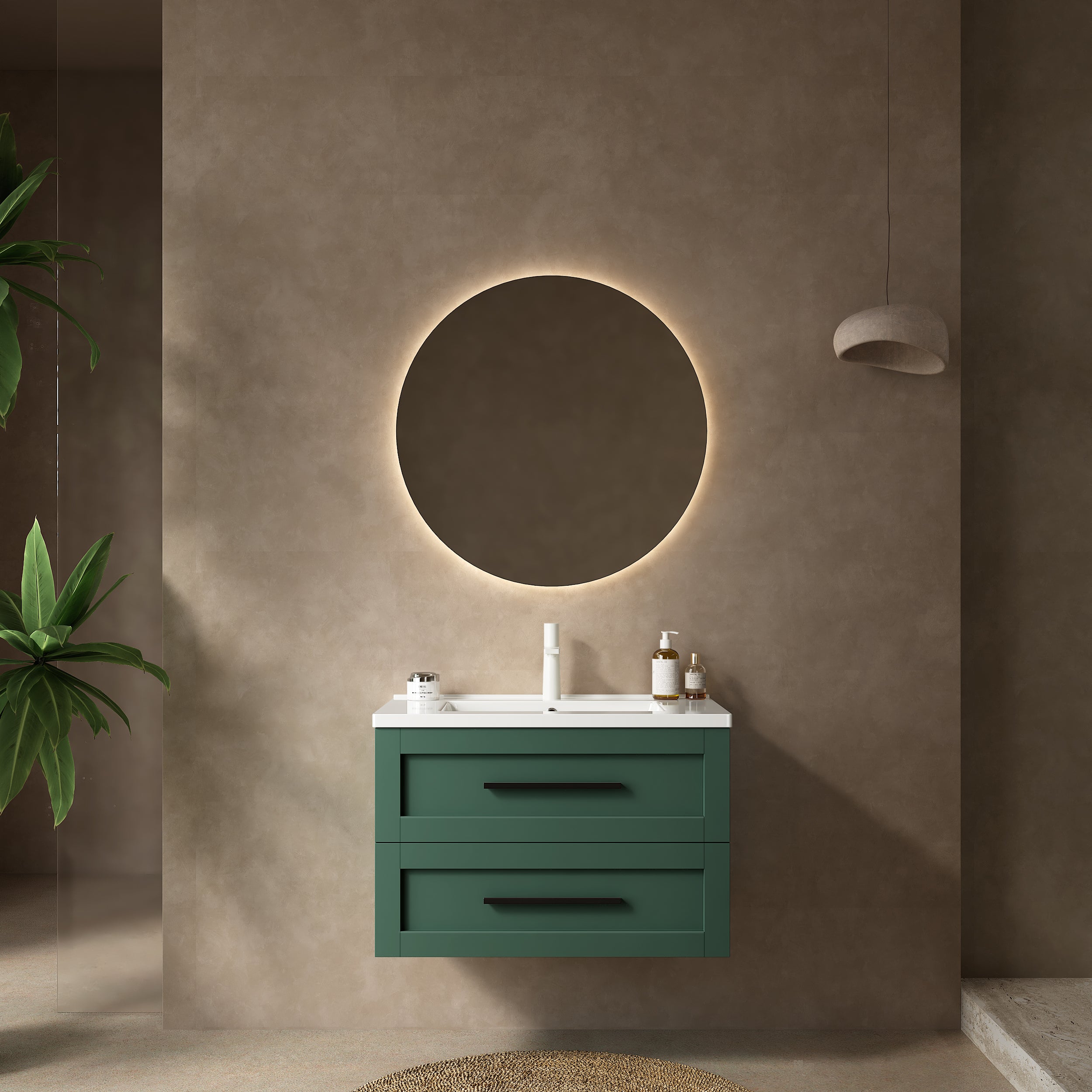 JODI 30" Green Vanity: Modern Floating Bathroom Cabinet
