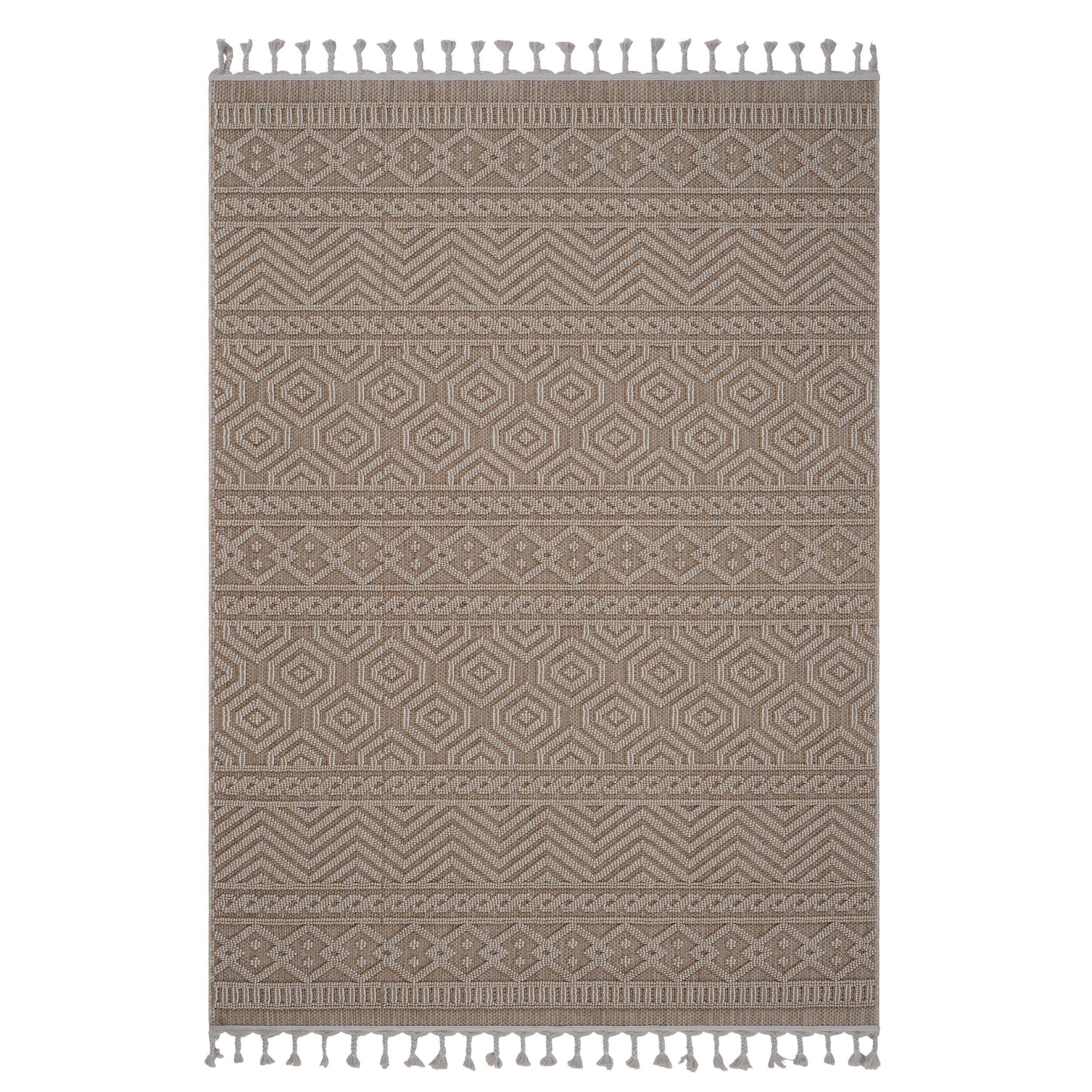 4x6 Mocha Geometric Area Rug - Indoor/Outdoor