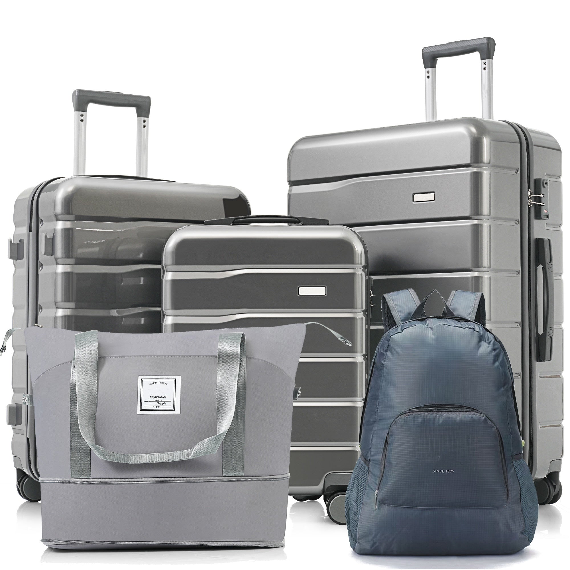 Expandable Luggage Set: 5 Piece w/ Backpack