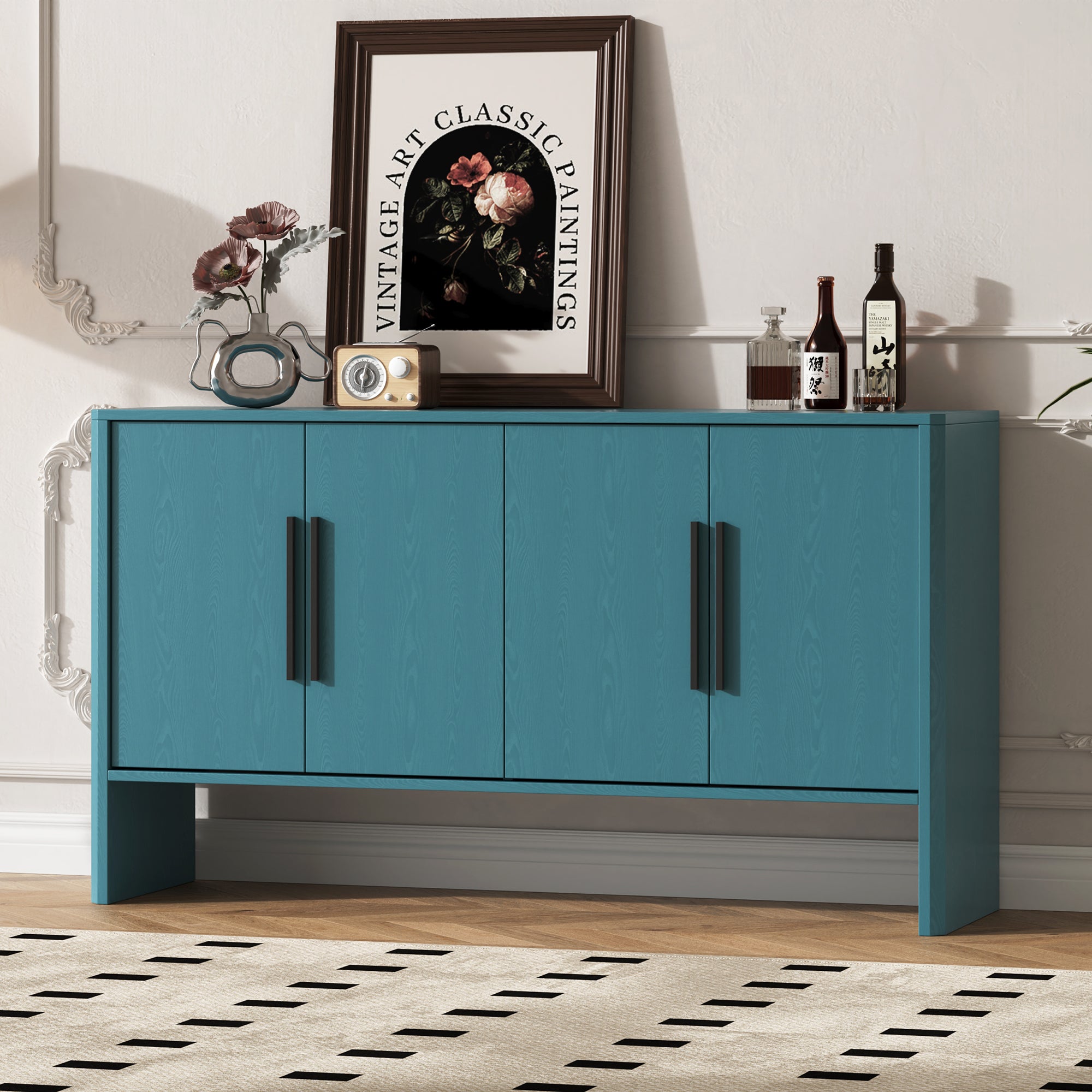 Retro 4-Door Sideboard Buffet Cabinet
