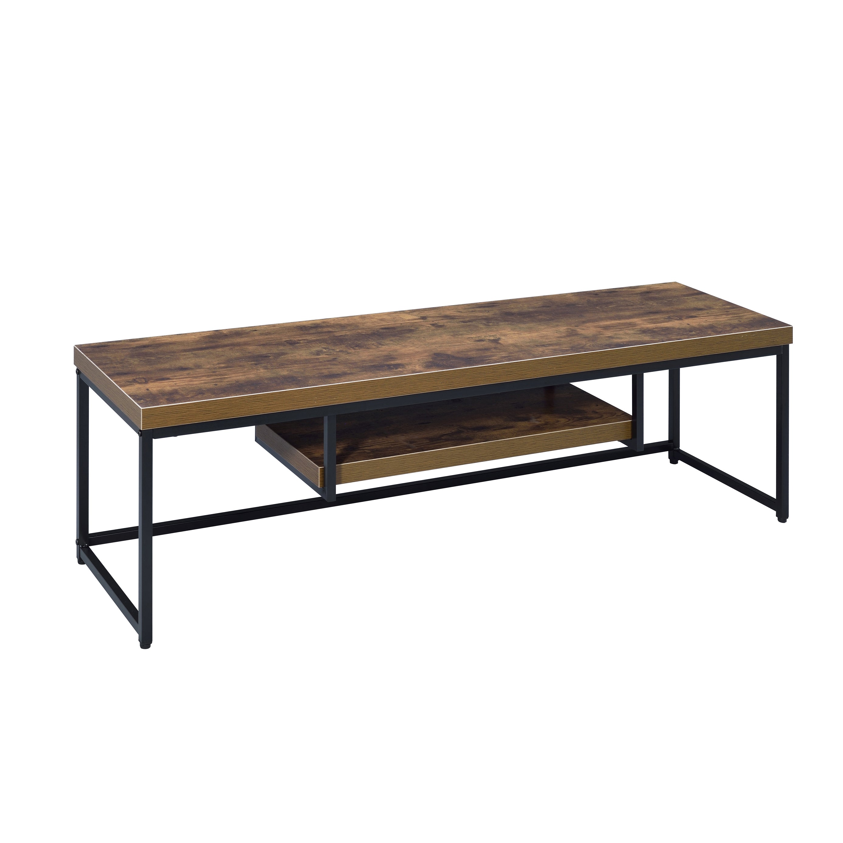 Weathered Oak & Black 1-Shelf TV Stand