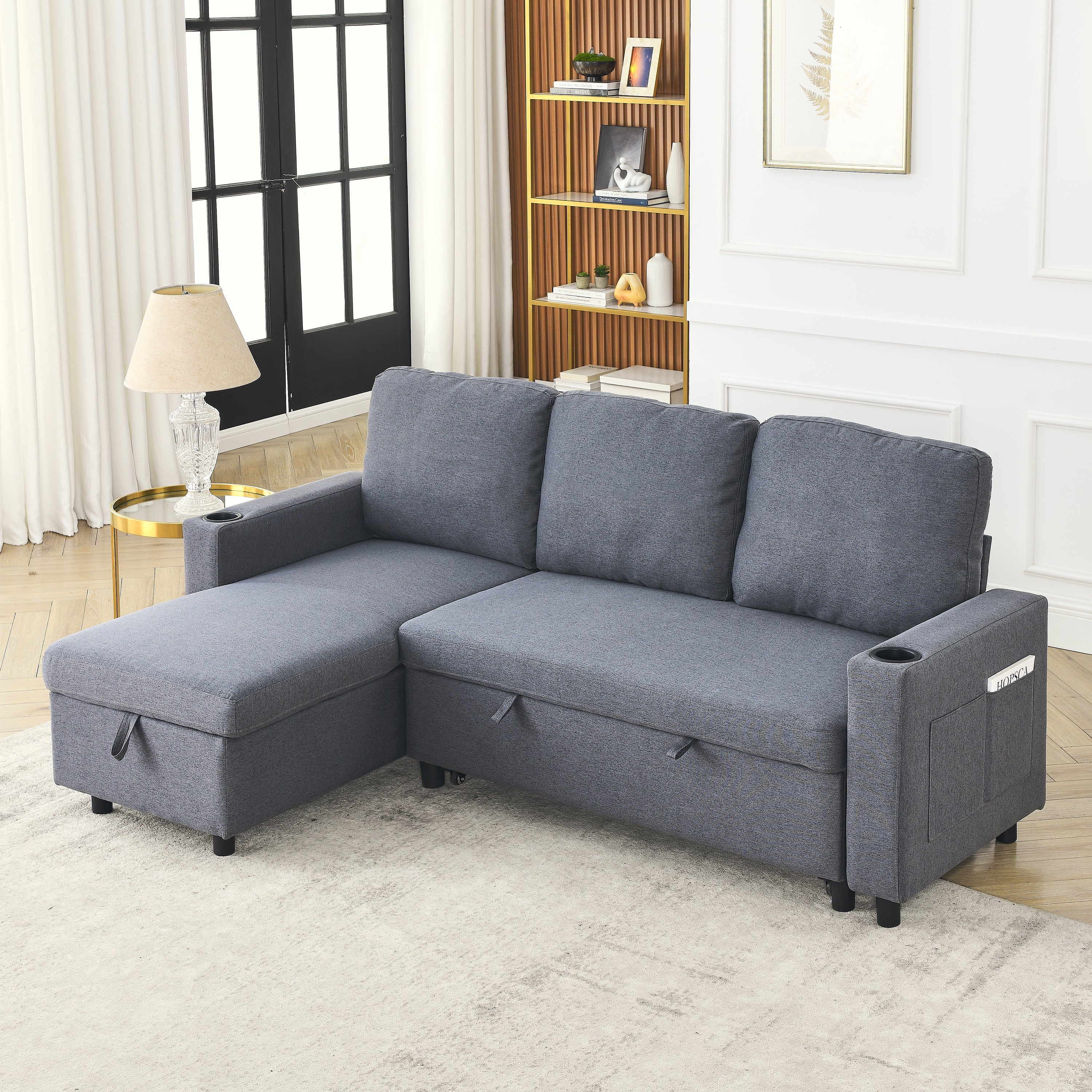 Linen L-Shaped Sofa Bed: Space-Saving Comfort