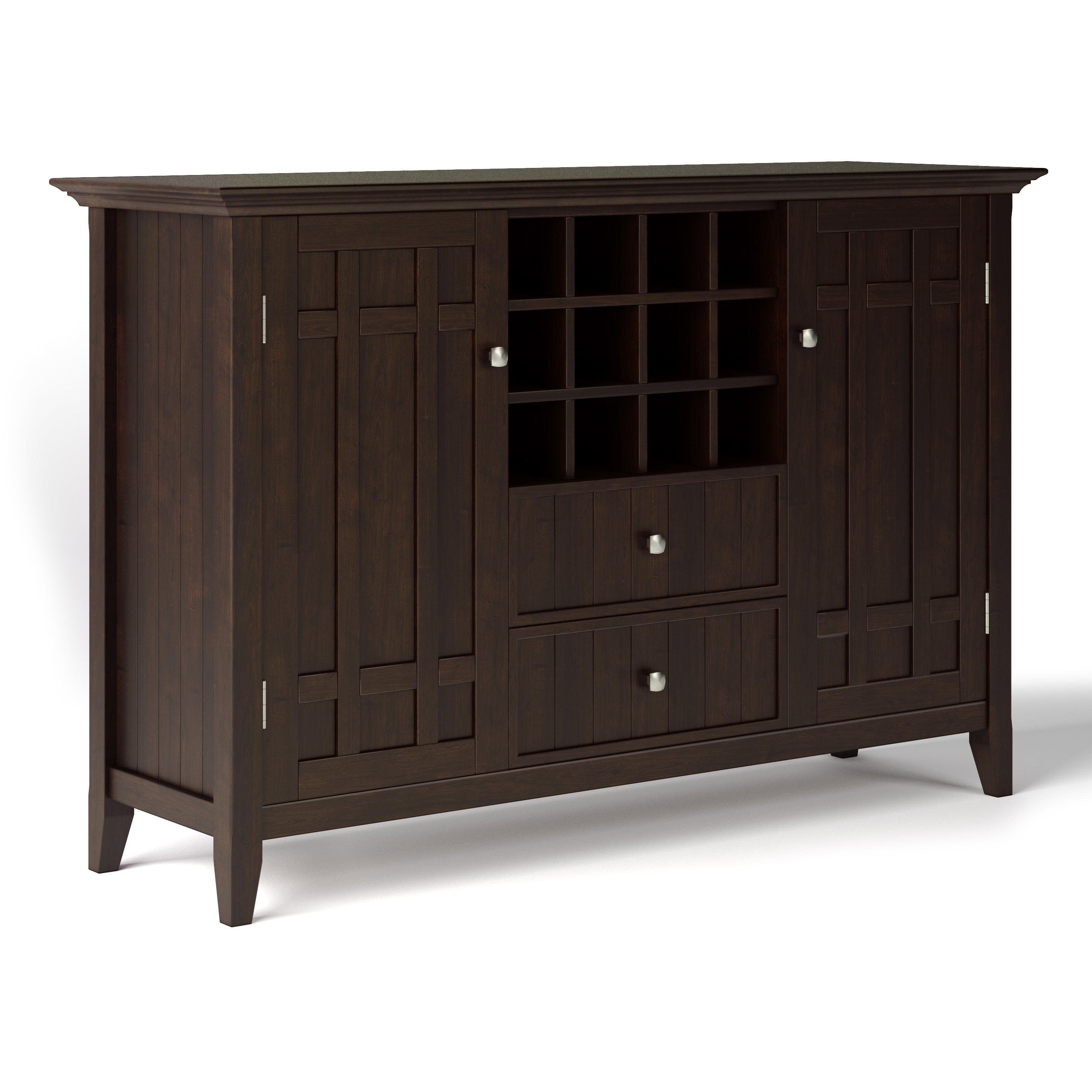 Bedford Sideboard Buffet & Wine Rack - Dark Chestnut Brown