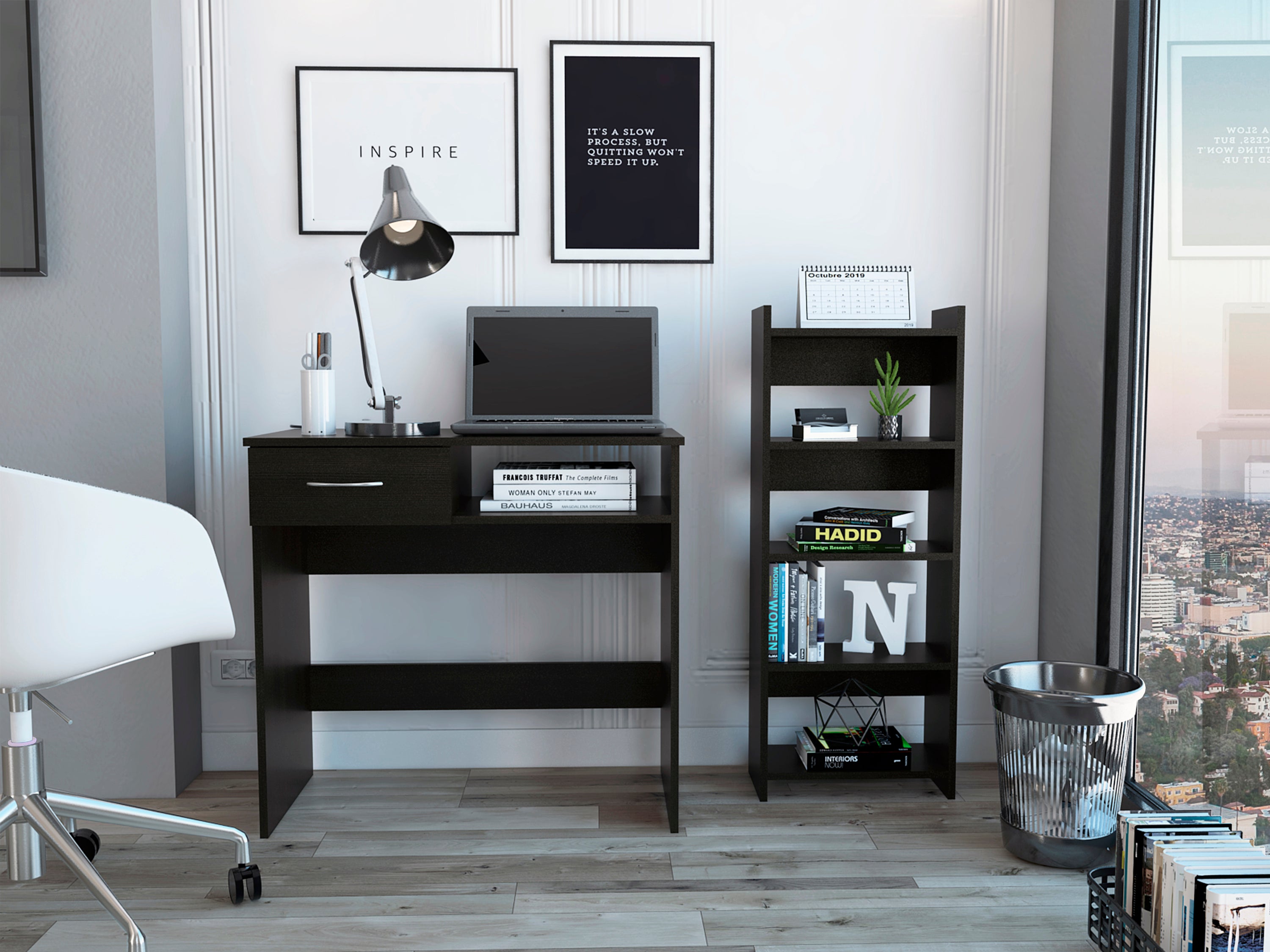 Nottingham 7-Shelf Home Office Set, Black Wengue