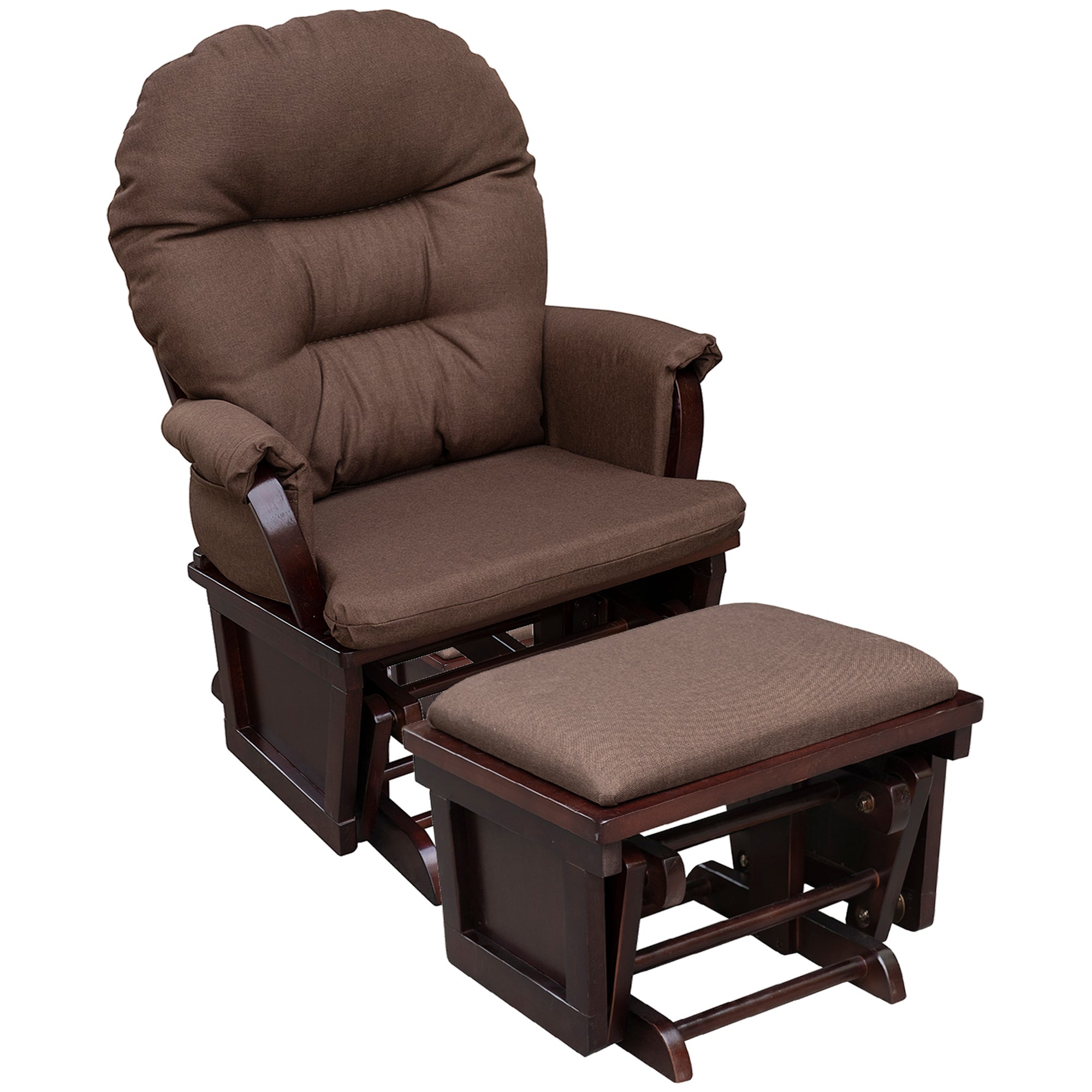 Nursery Glider Rocking Chair w/ Ottoman, Brown