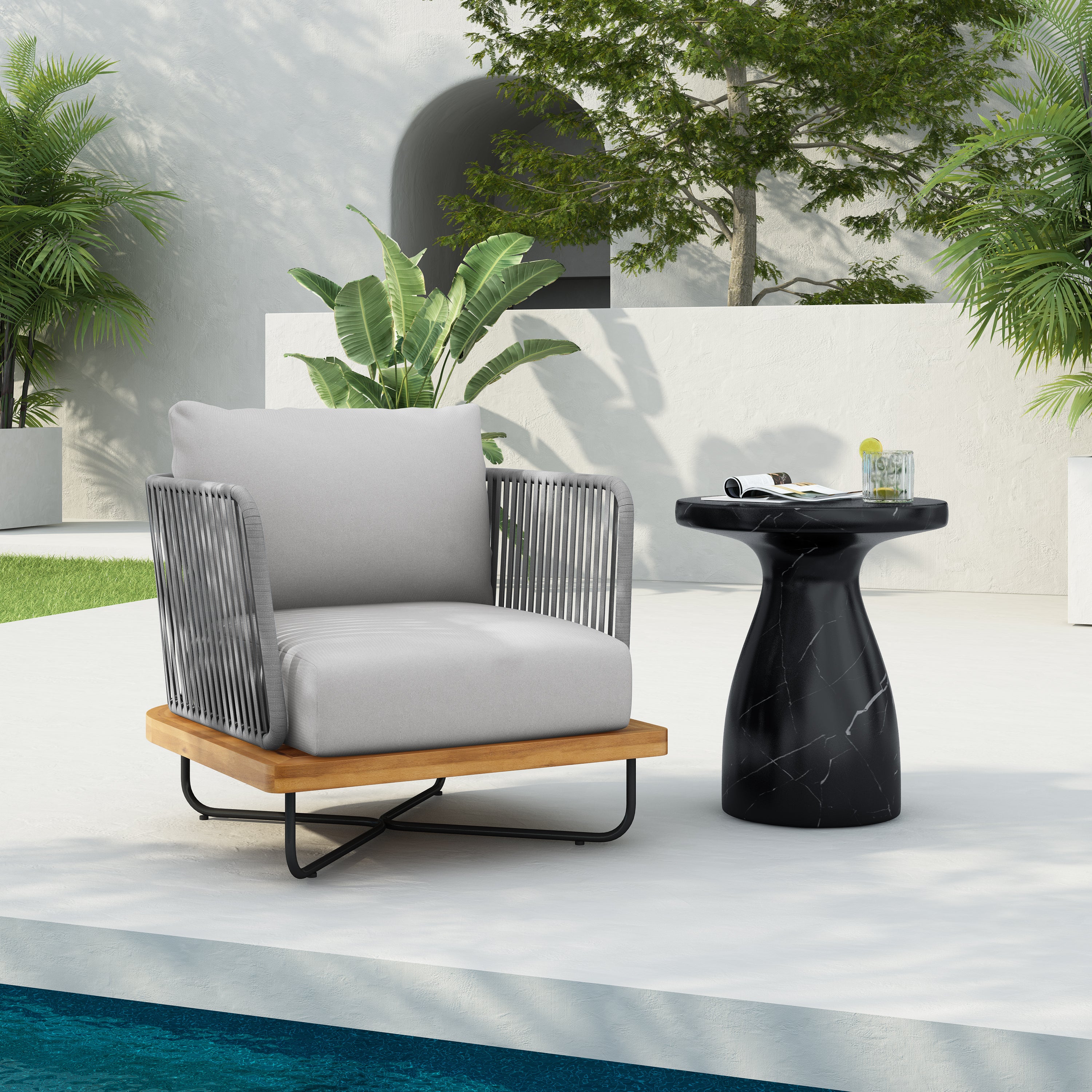 Lucca Acacia Wood Outdoor Chair, Grey