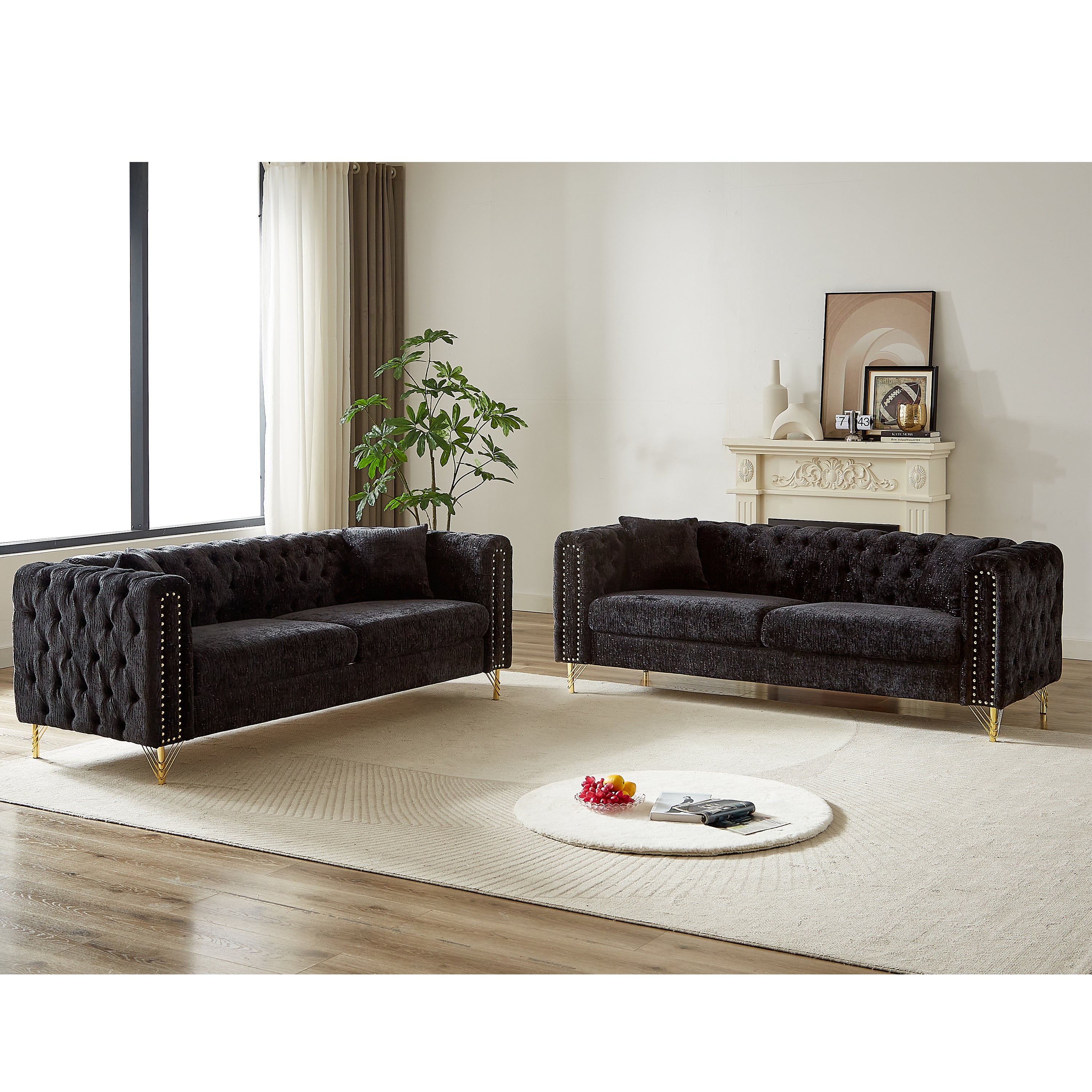 Chenille Sofa: Modern Button Tufted Couch