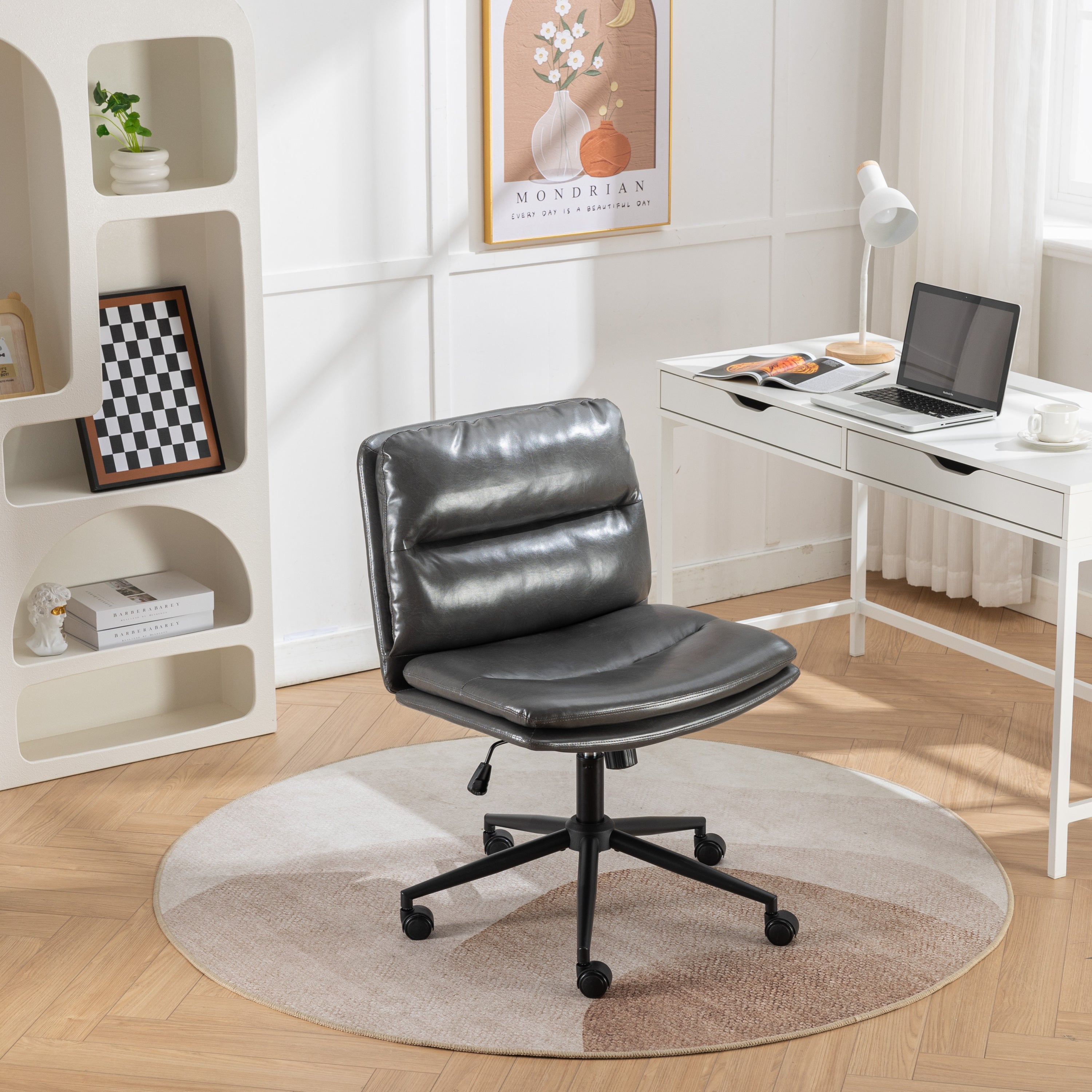 Bizerte Gray Swivel Criss-Cross Office Chair | Wide Seat