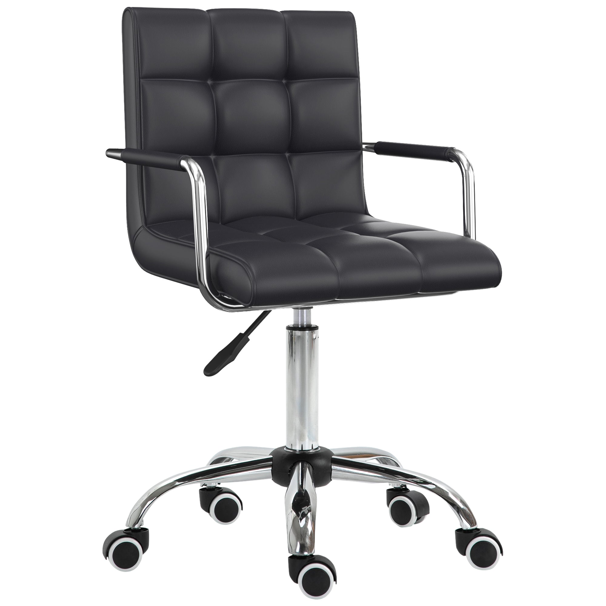 Modern Office Chair, PU Leather Desk Chair, Black