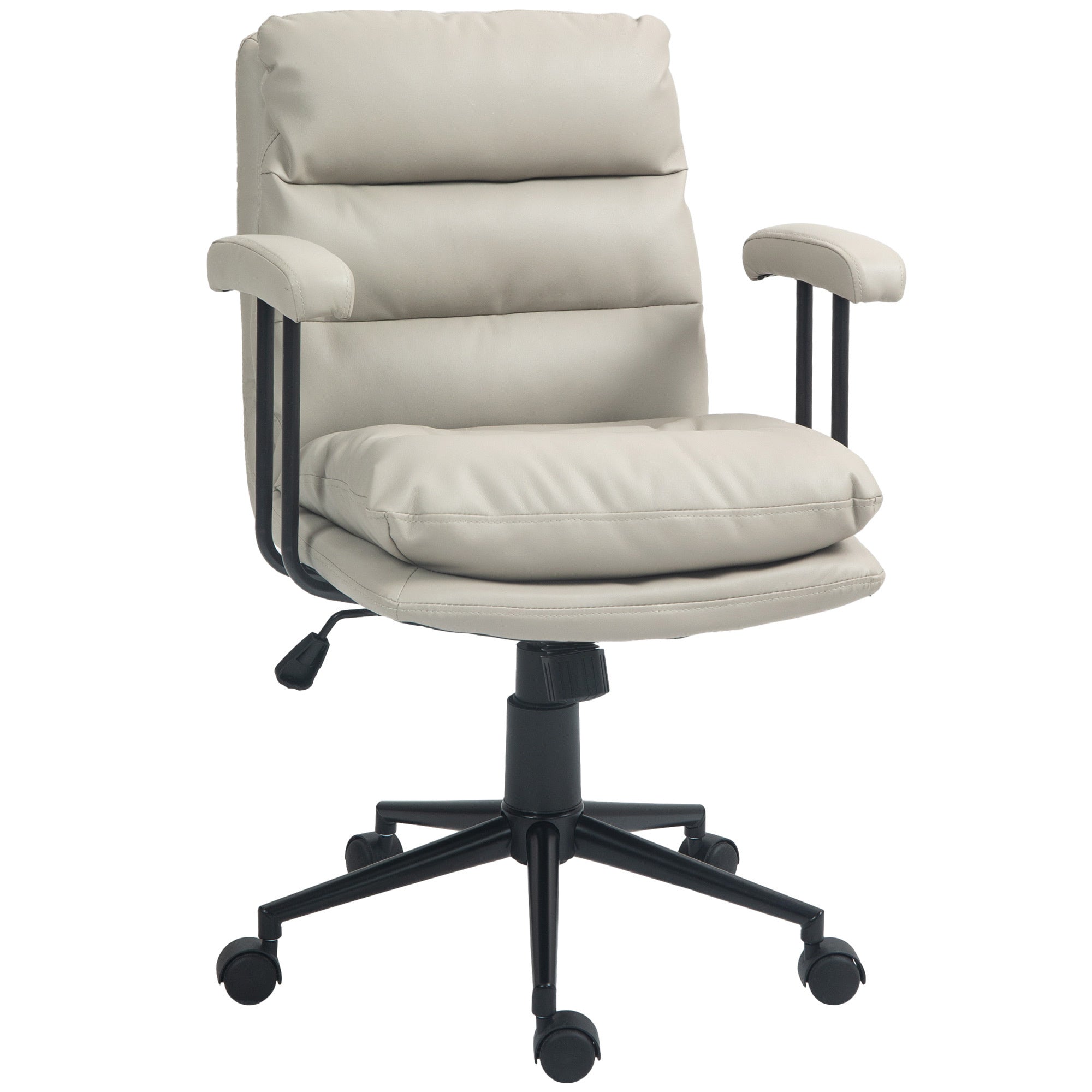 PU Leather Office Chair, Adjustable Height, Light Gray