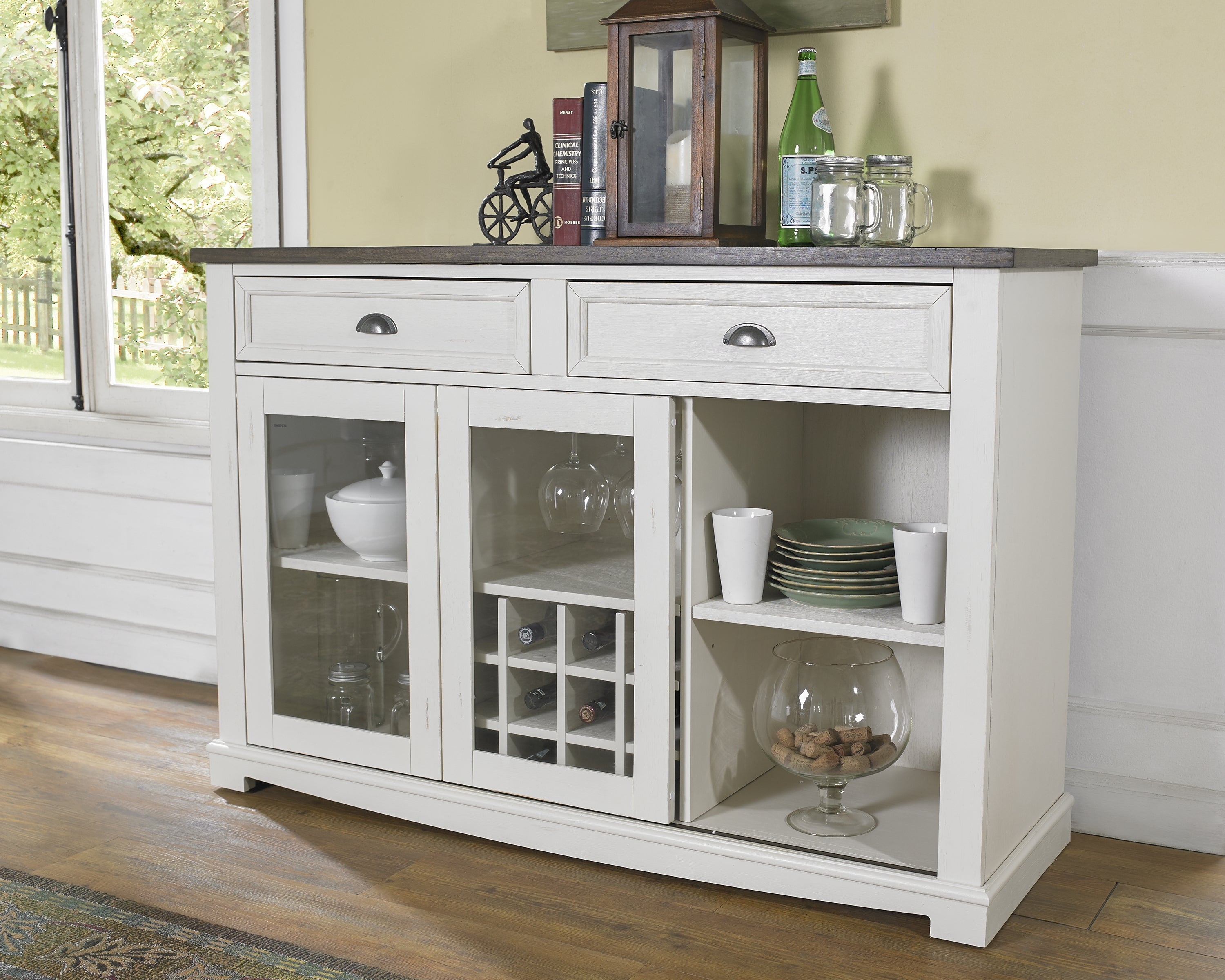 Cayla Server: Dark Oak & White Patio Furniture