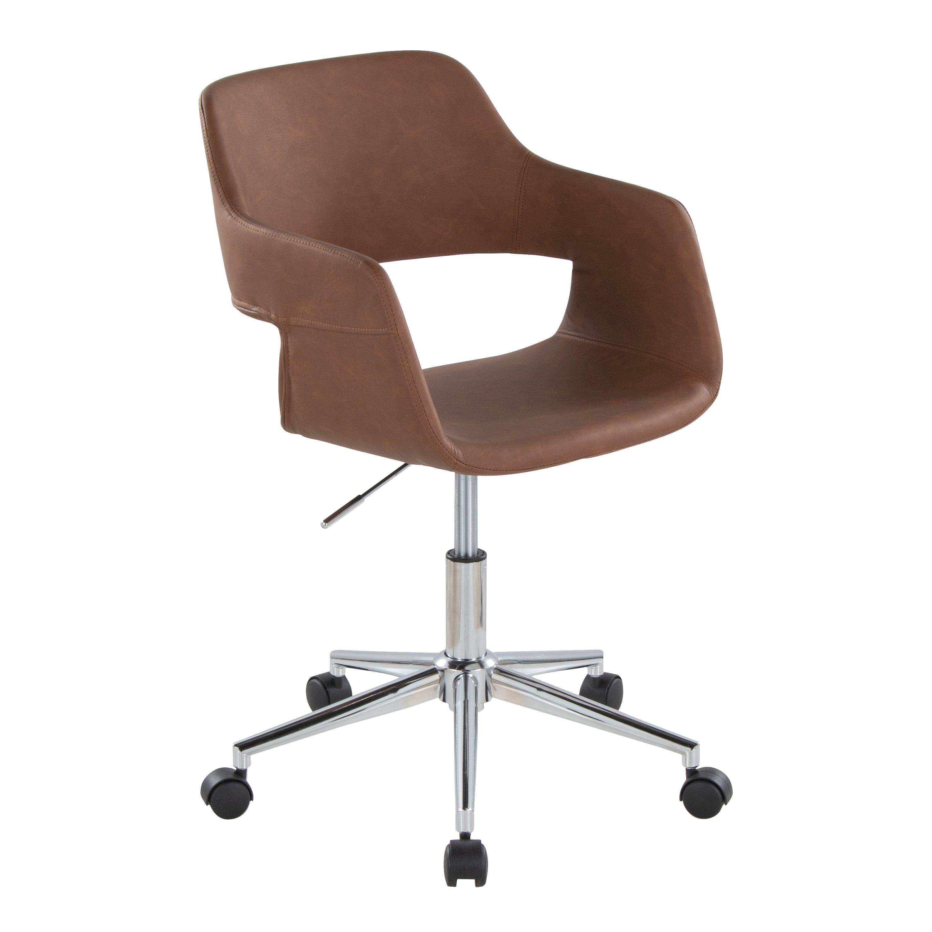 Margarite Chrome & Brown Faux Leather Task Chair