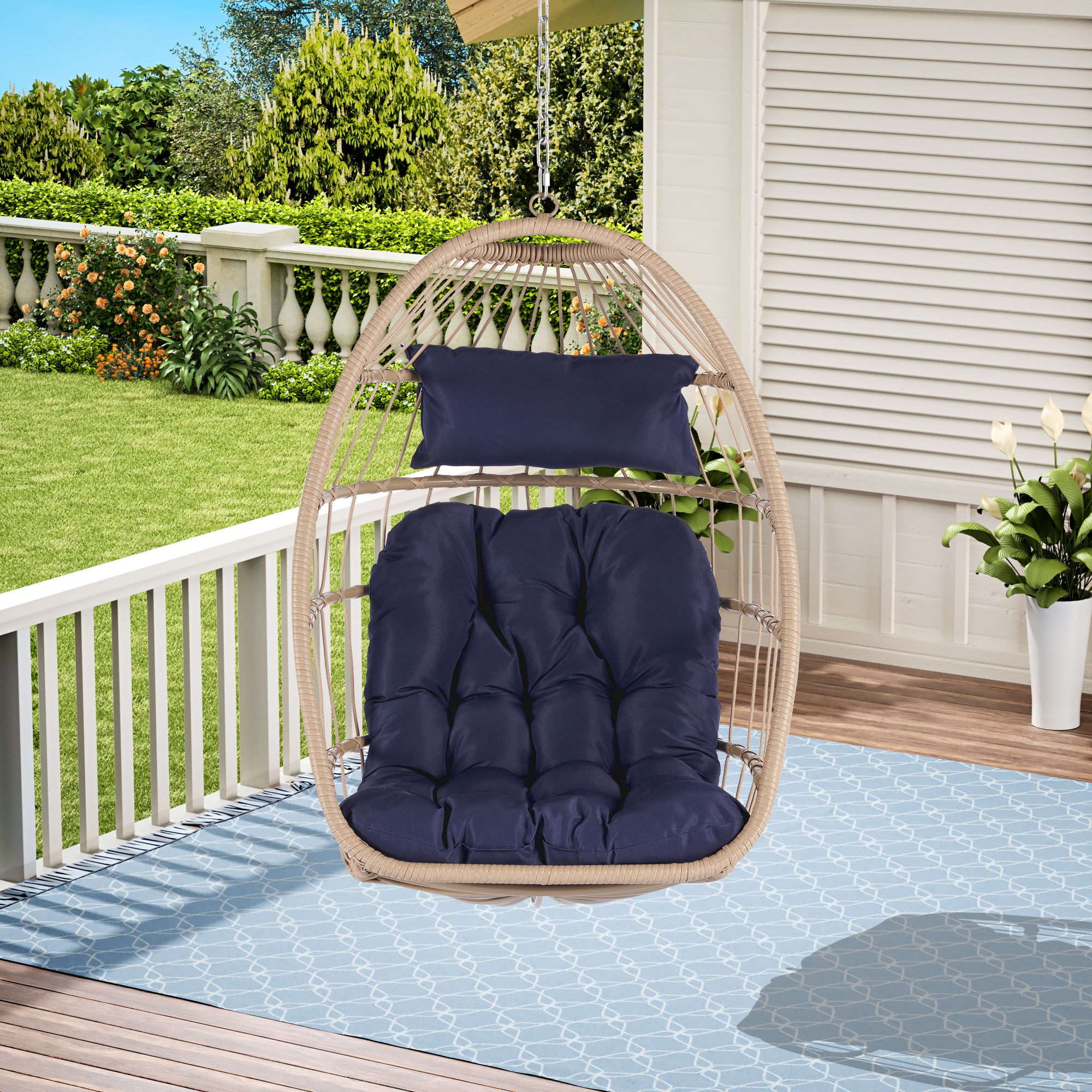 Rattan Egg Chair: Outdoor Hanging Swing Chair