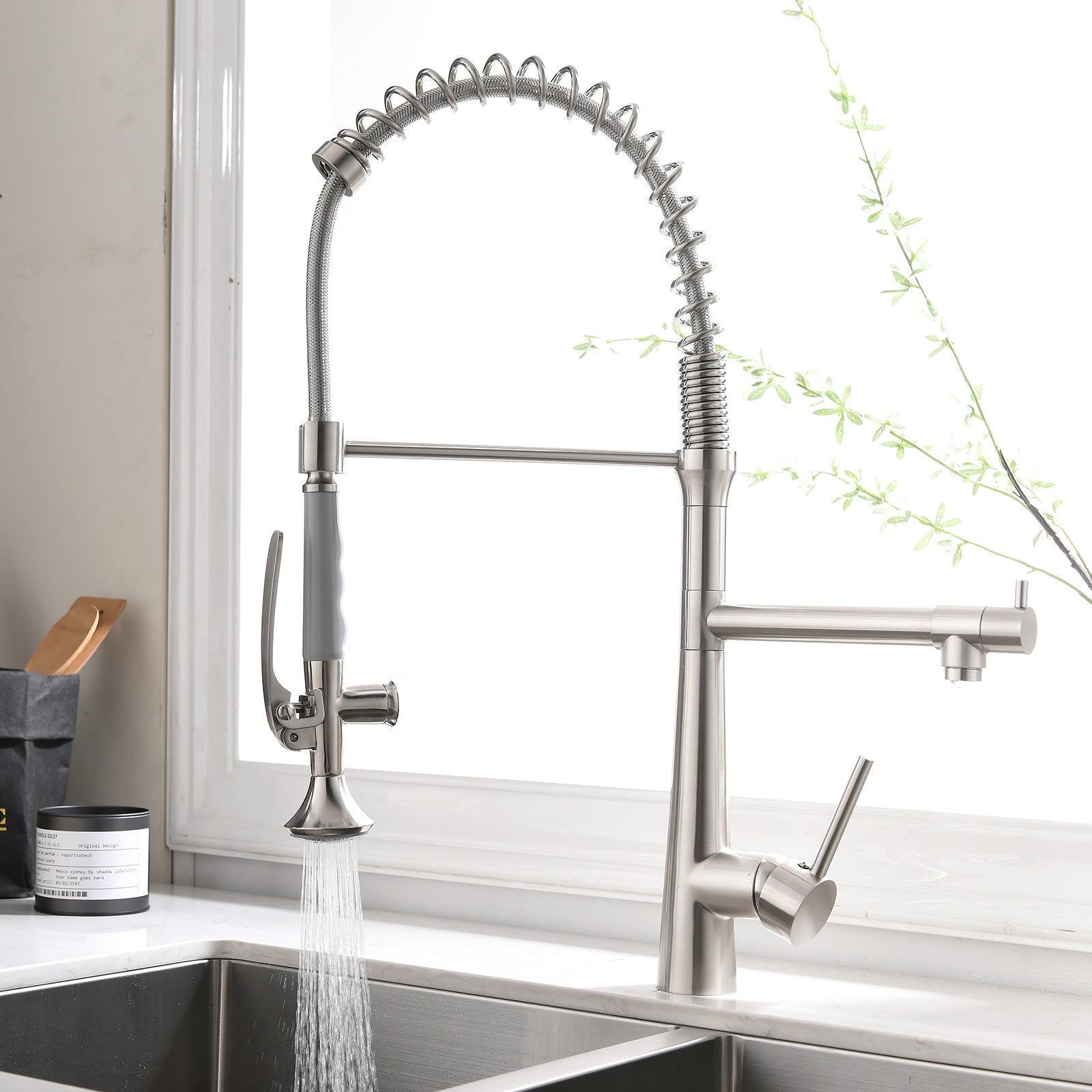 Commercial Kitchen Faucet: High-Arc Pull-Down Sprayer