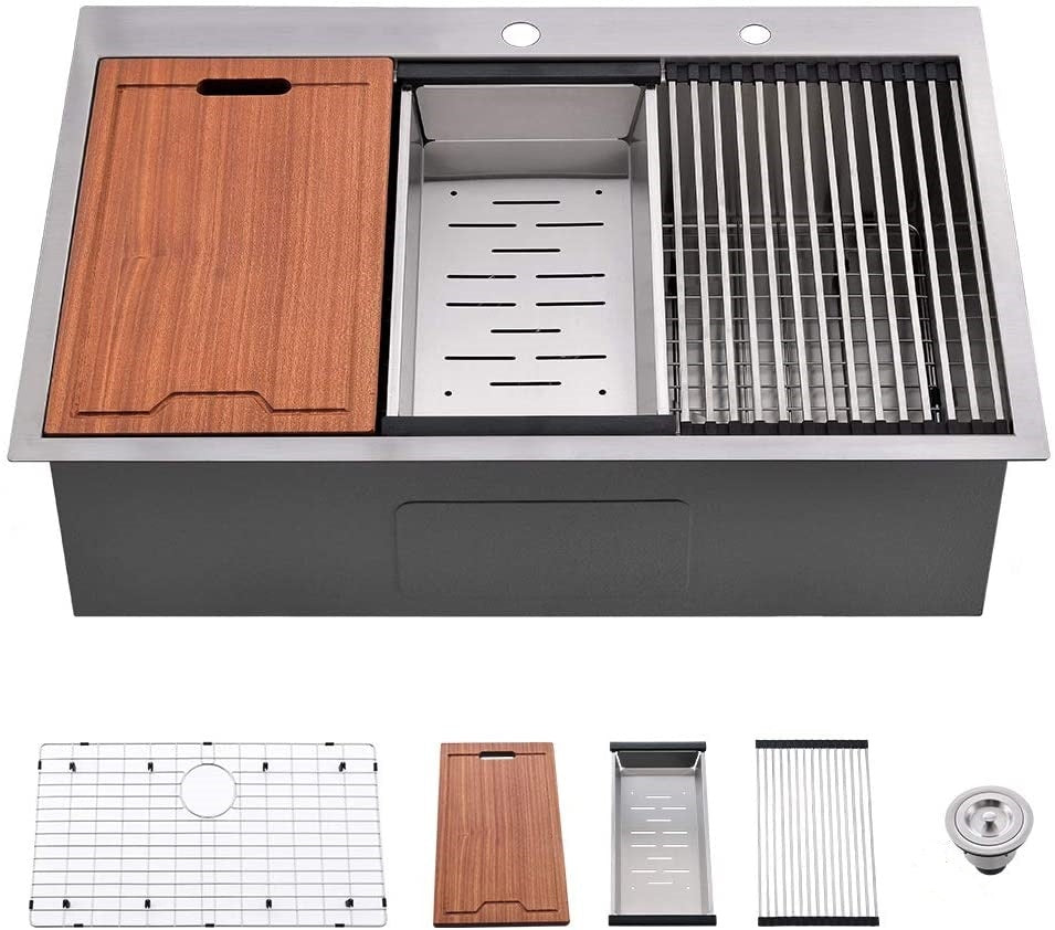 33" Stainless Steel Kitchen Sink with Ledge