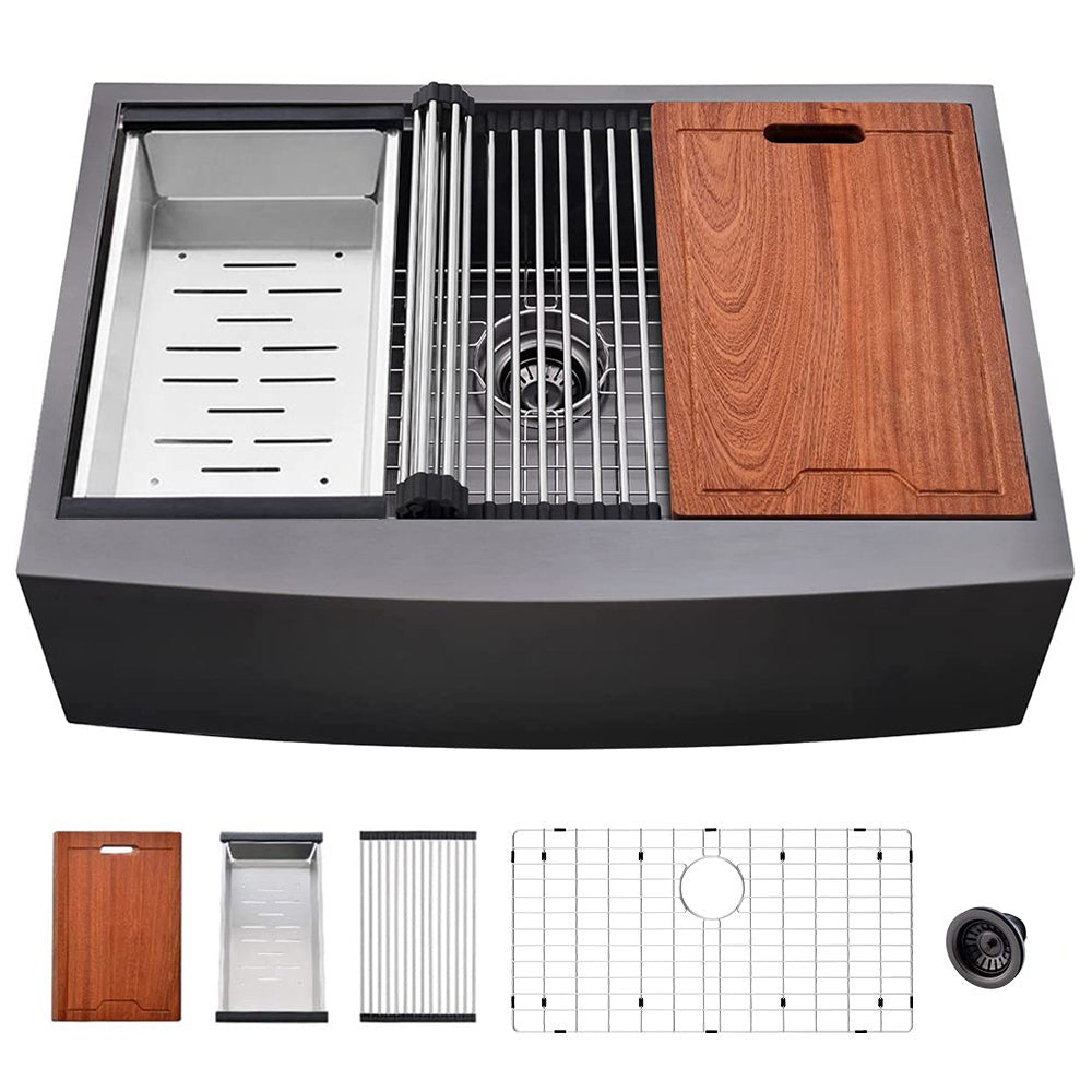 33" Farmhouse Kitchen Sink - Matte Black