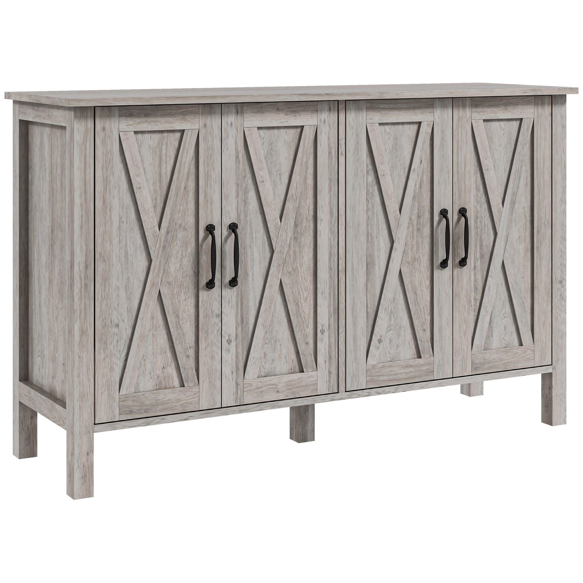 Farmhouse Buffet Cabinet: 47" Gray Wood Sideboard