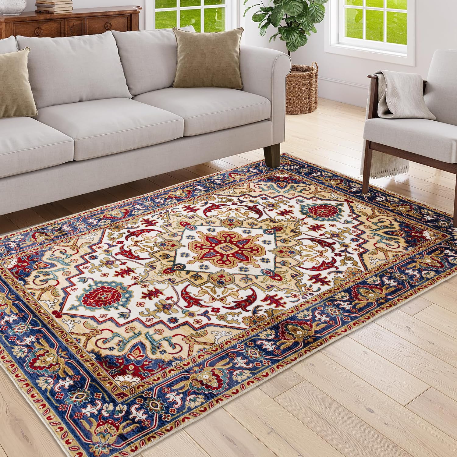 Bohemian 5x7 Area Rug: Vintage Persian Design