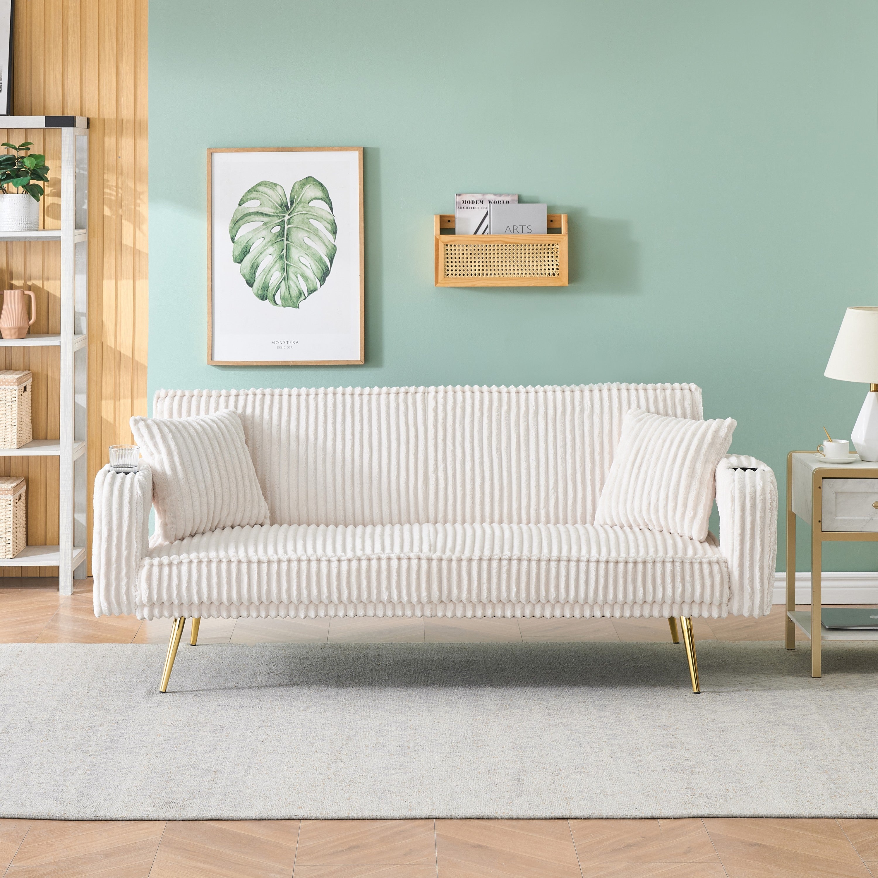 White Corduroy Sofa: Minimalist Living Room Style