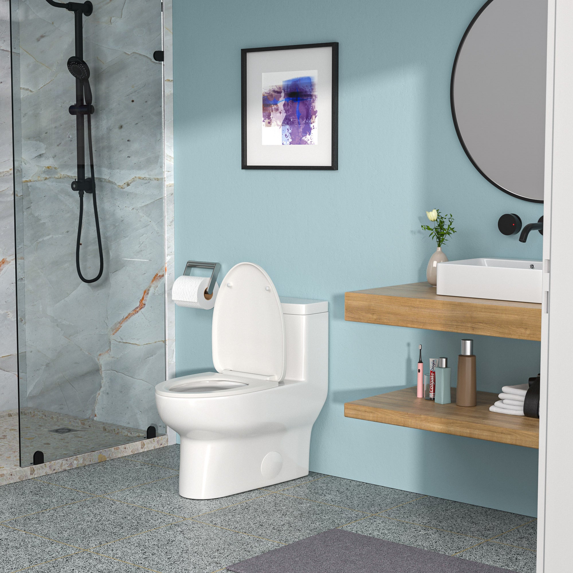Ceramic One-Piece Toilet: Single Flush, Soft Close