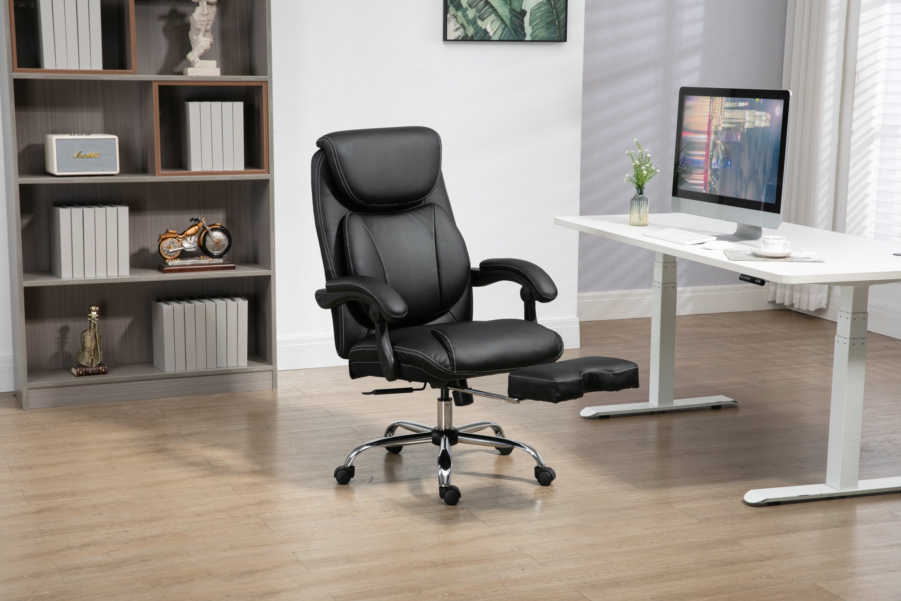 Big & Tall Ergonomic Office Chair w/ Footrest - Black