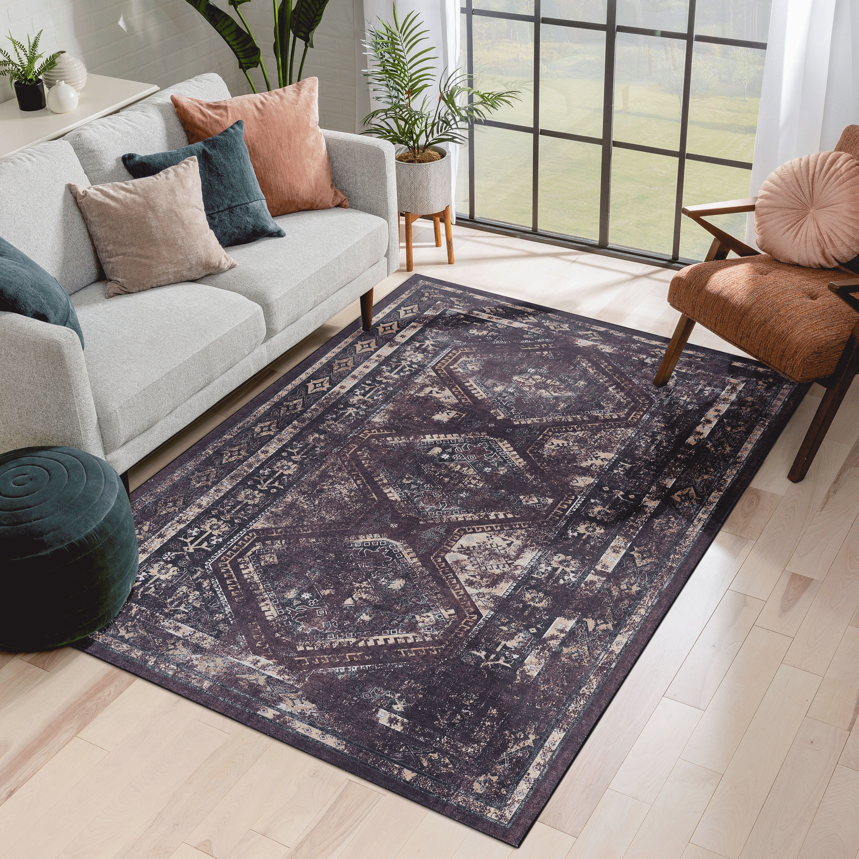 3x5 Washable Area Rug: Pet & Kid-Friendly