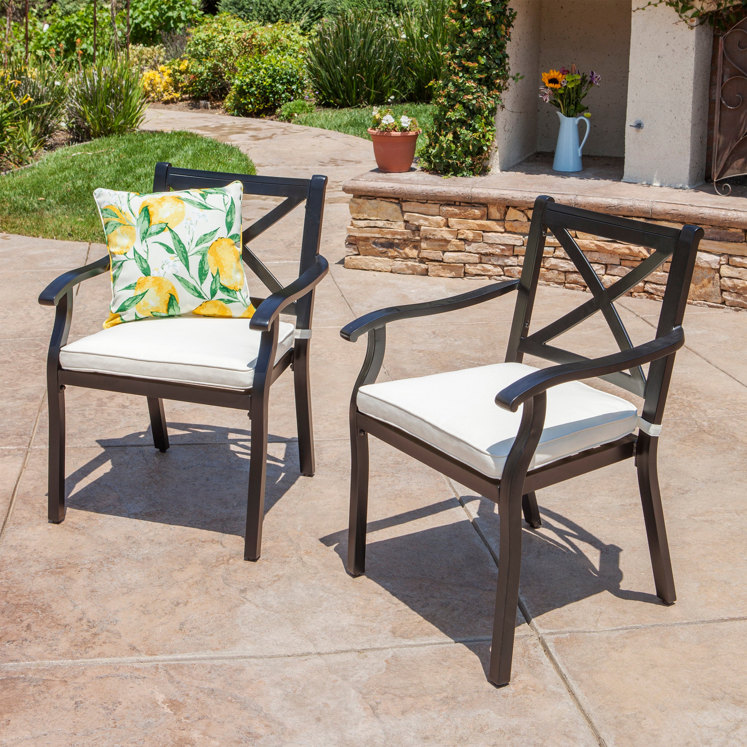 2PC Outdoor Dining Chairs, Weather-Resistant Patio Seating