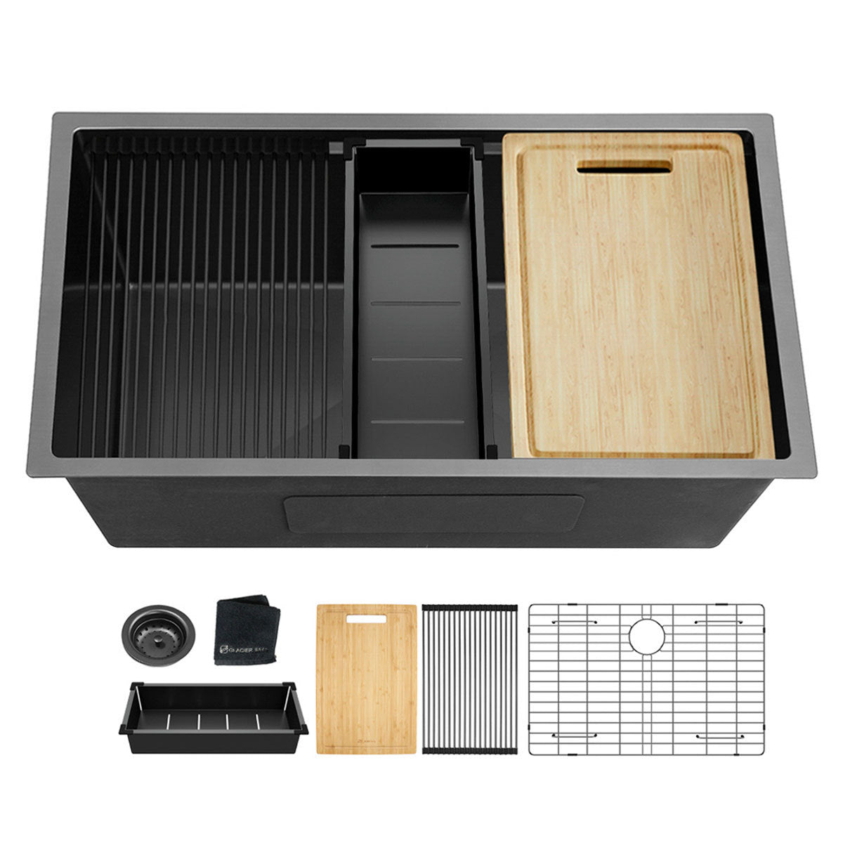 Gunmetal Black Workstation Sink: 32" 18 Gauge Steel