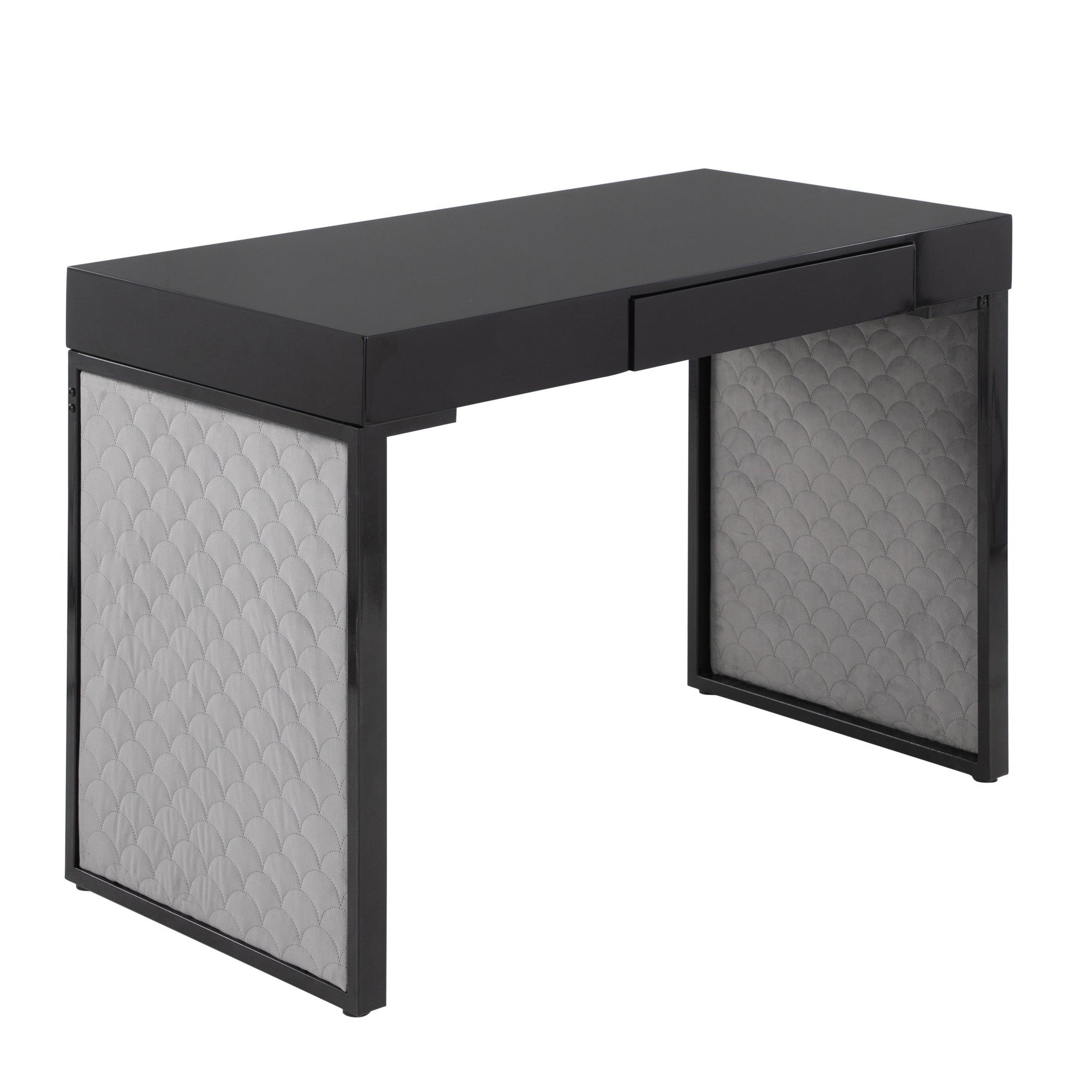 Drift Desk | Black Steel, Wood & Silver Velvet | LumiSource