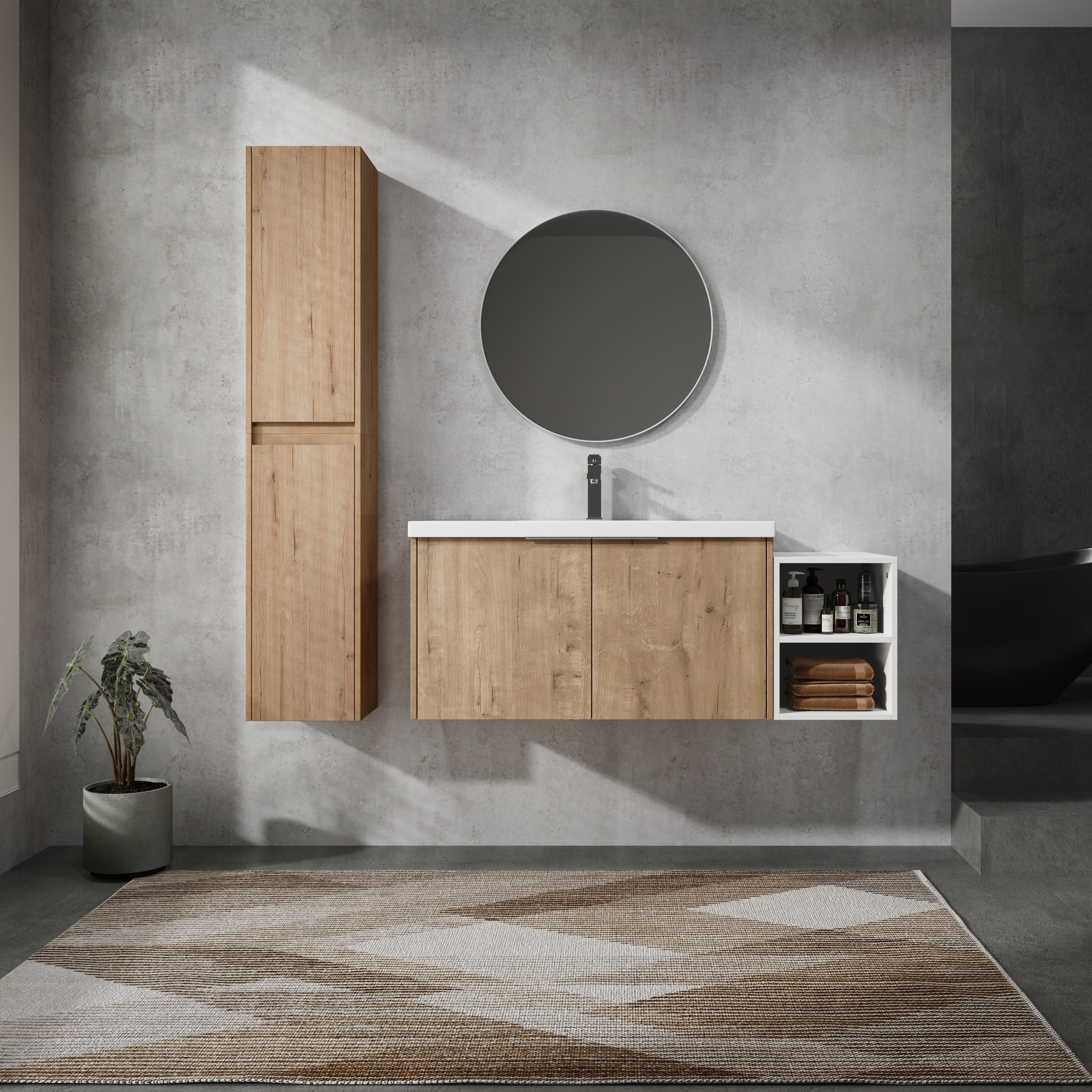 48" Wall-Mount Bathroom Vanity with Sink & Cabinet