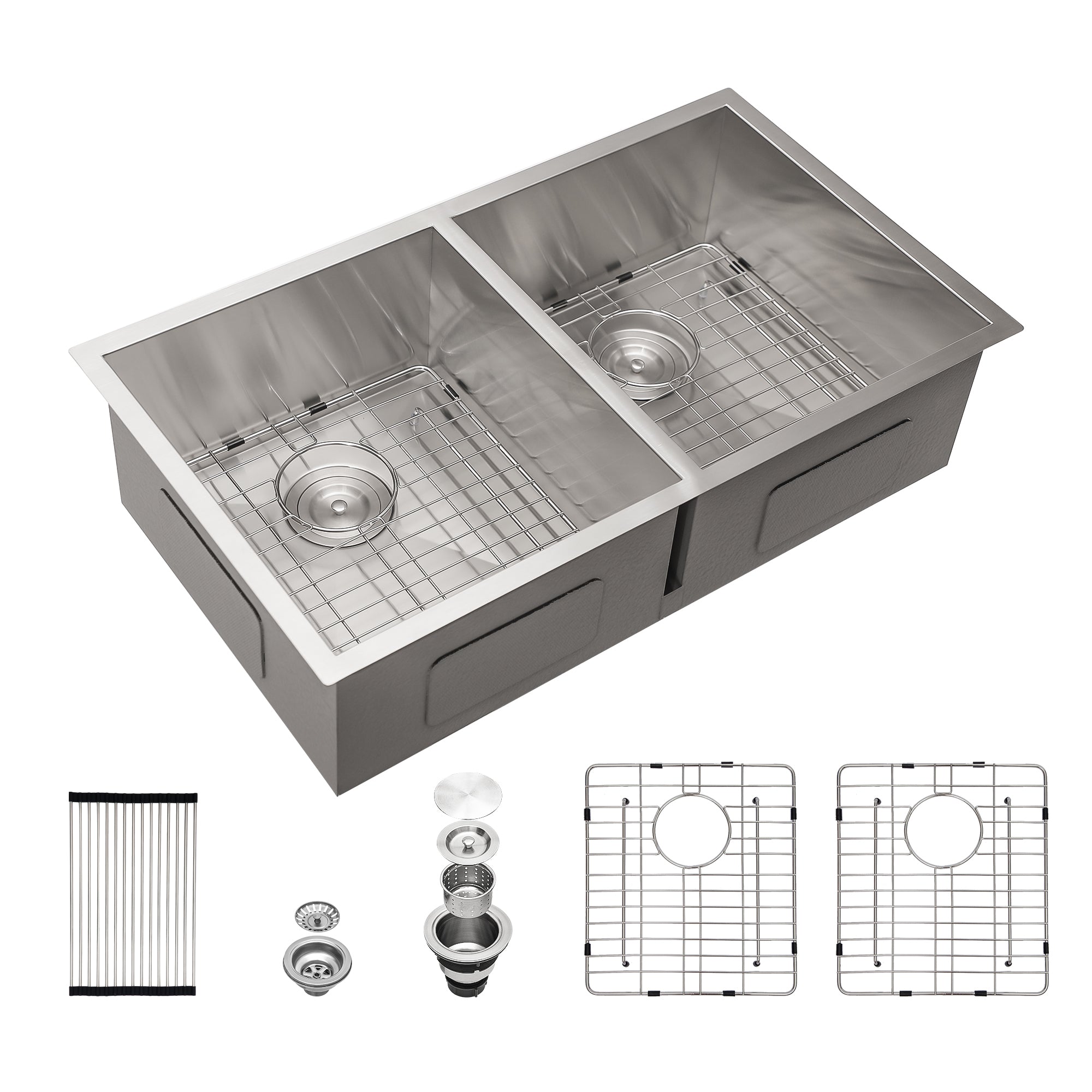 33x19 Undermount Double Kitchen Sink (50/50) 18G
