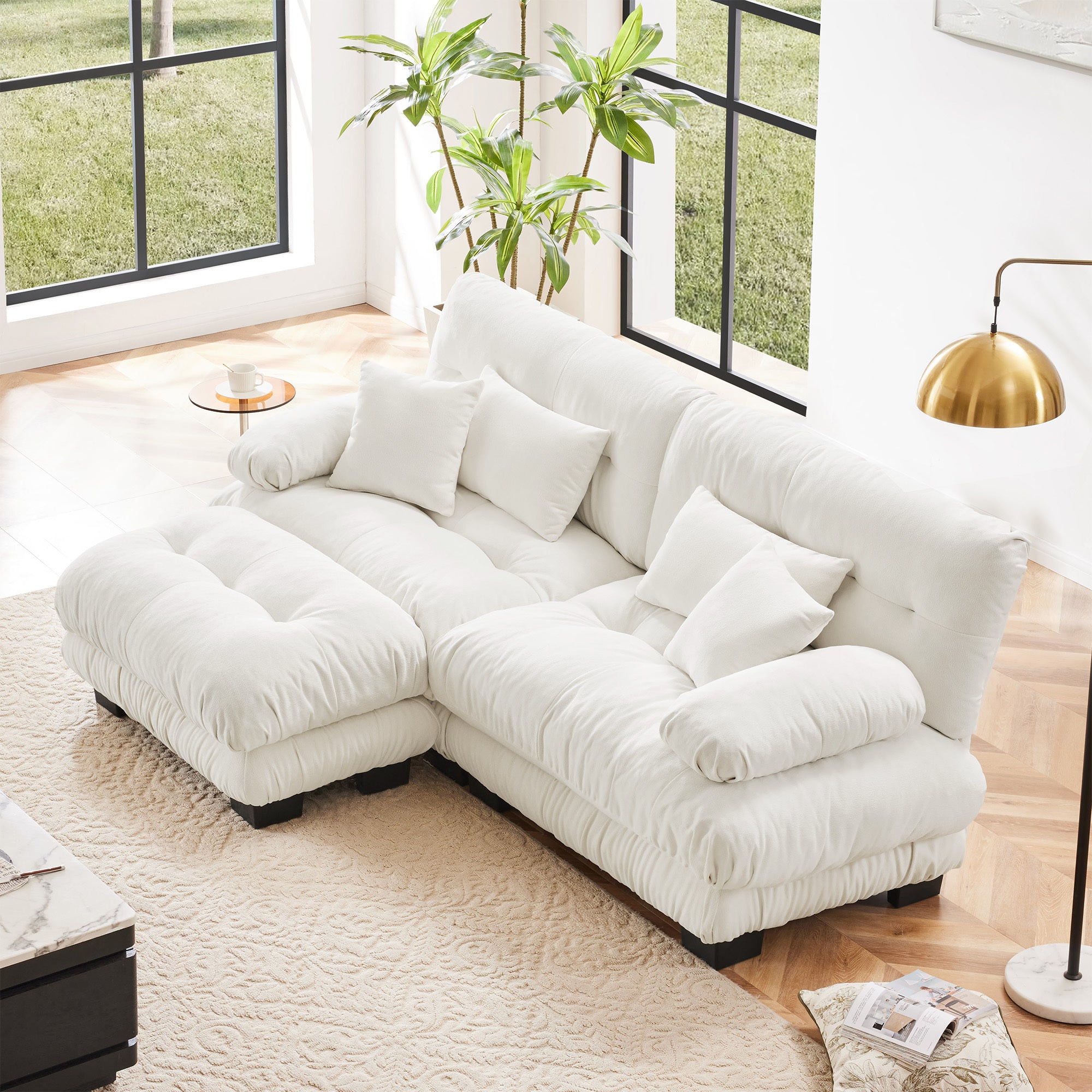 Cloud Couch Sectional: White Chenille Sofa