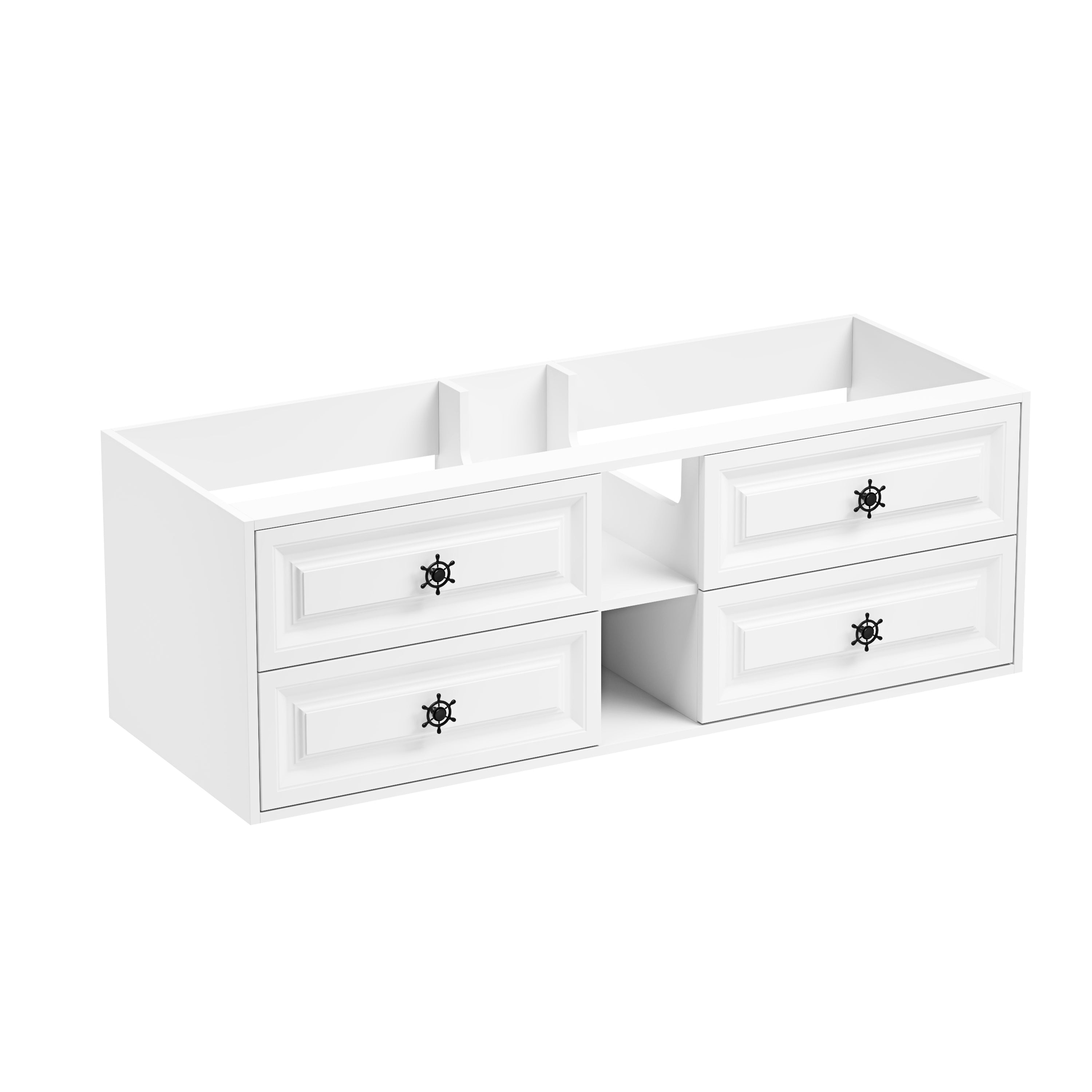 60" Double Sink Vanity Cabinet - Wall Mounted