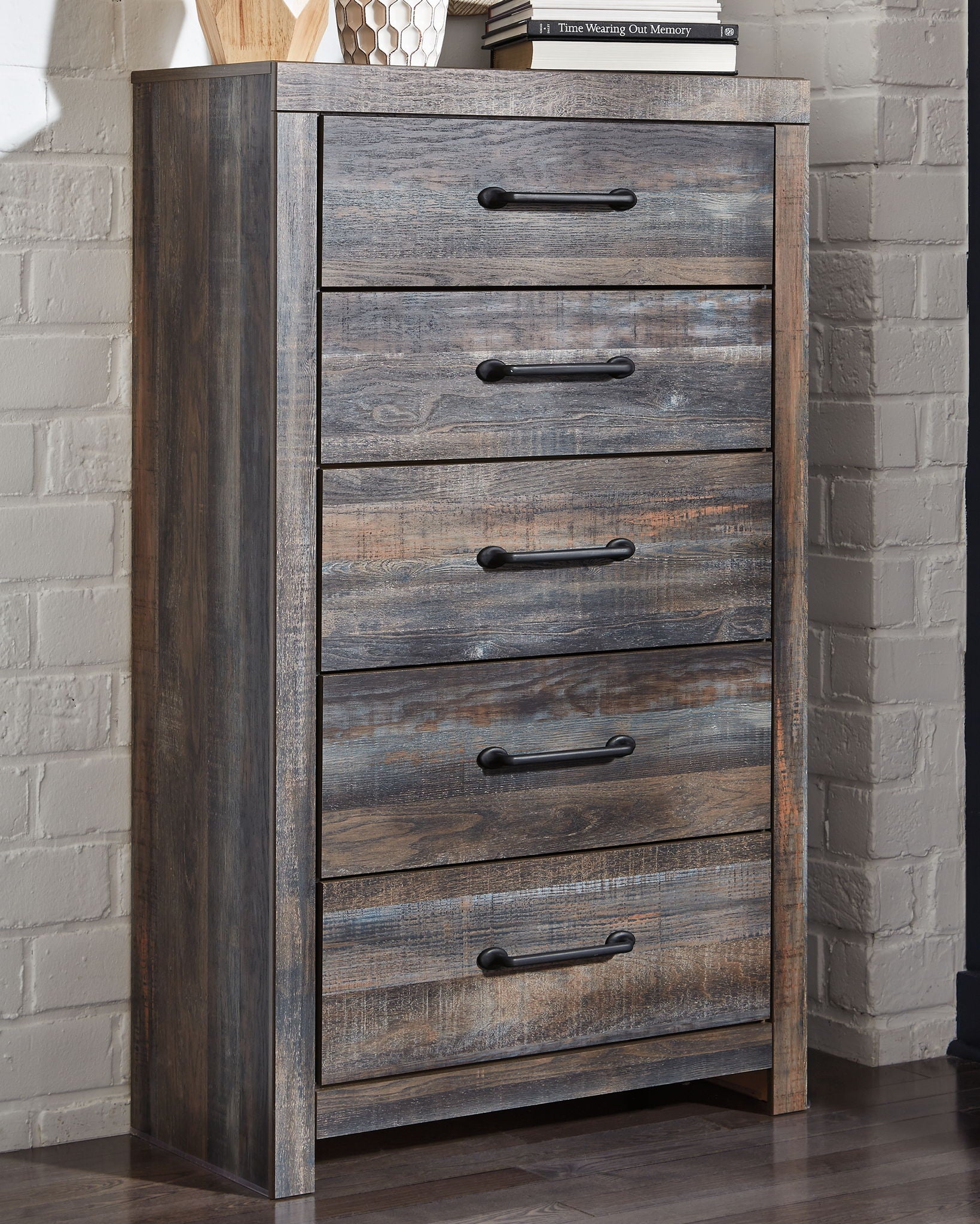 Drystan - Dresser, Mirror, Bookcase Bed Set