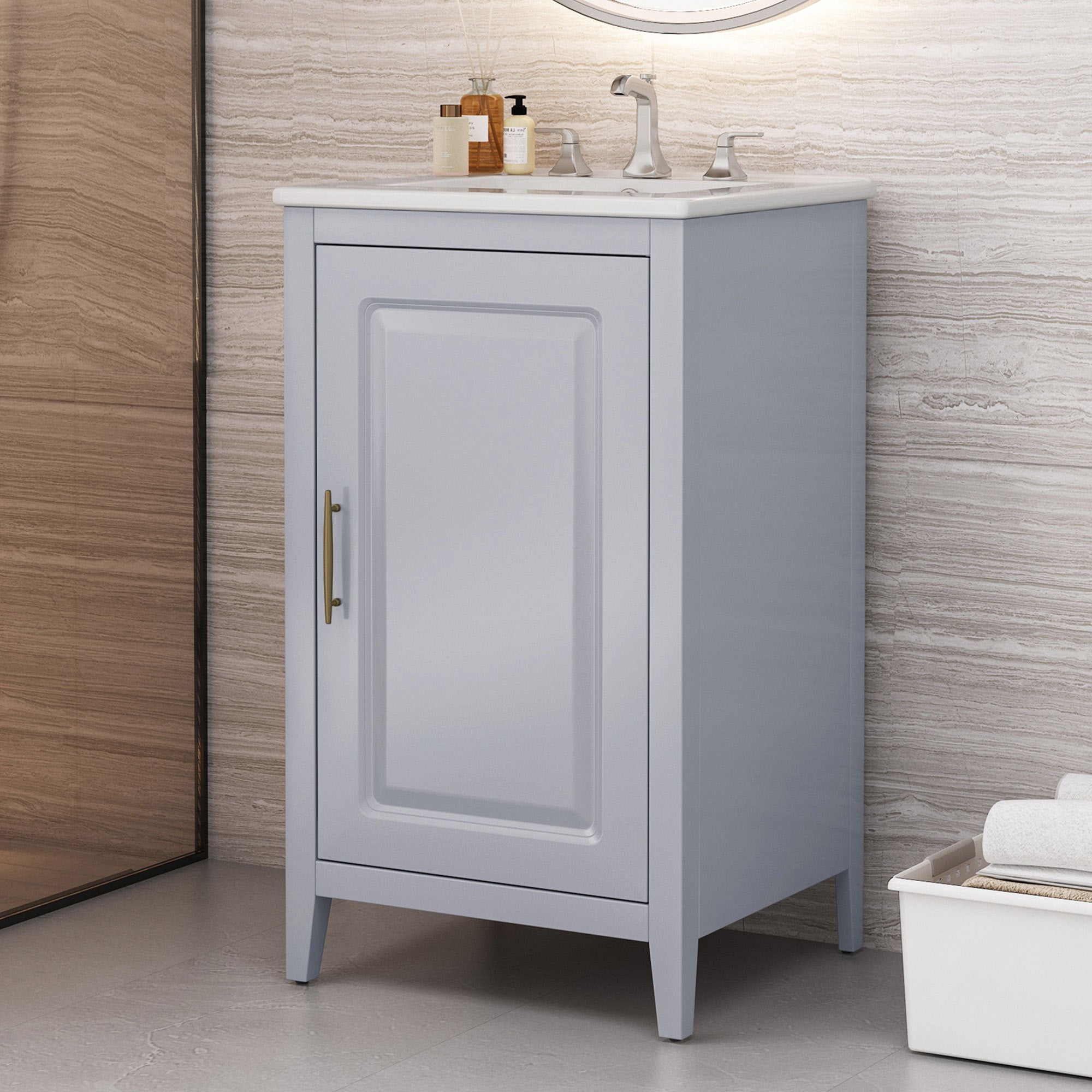 Grey 20.3" Bathroom Vanity with Sink & Drawer