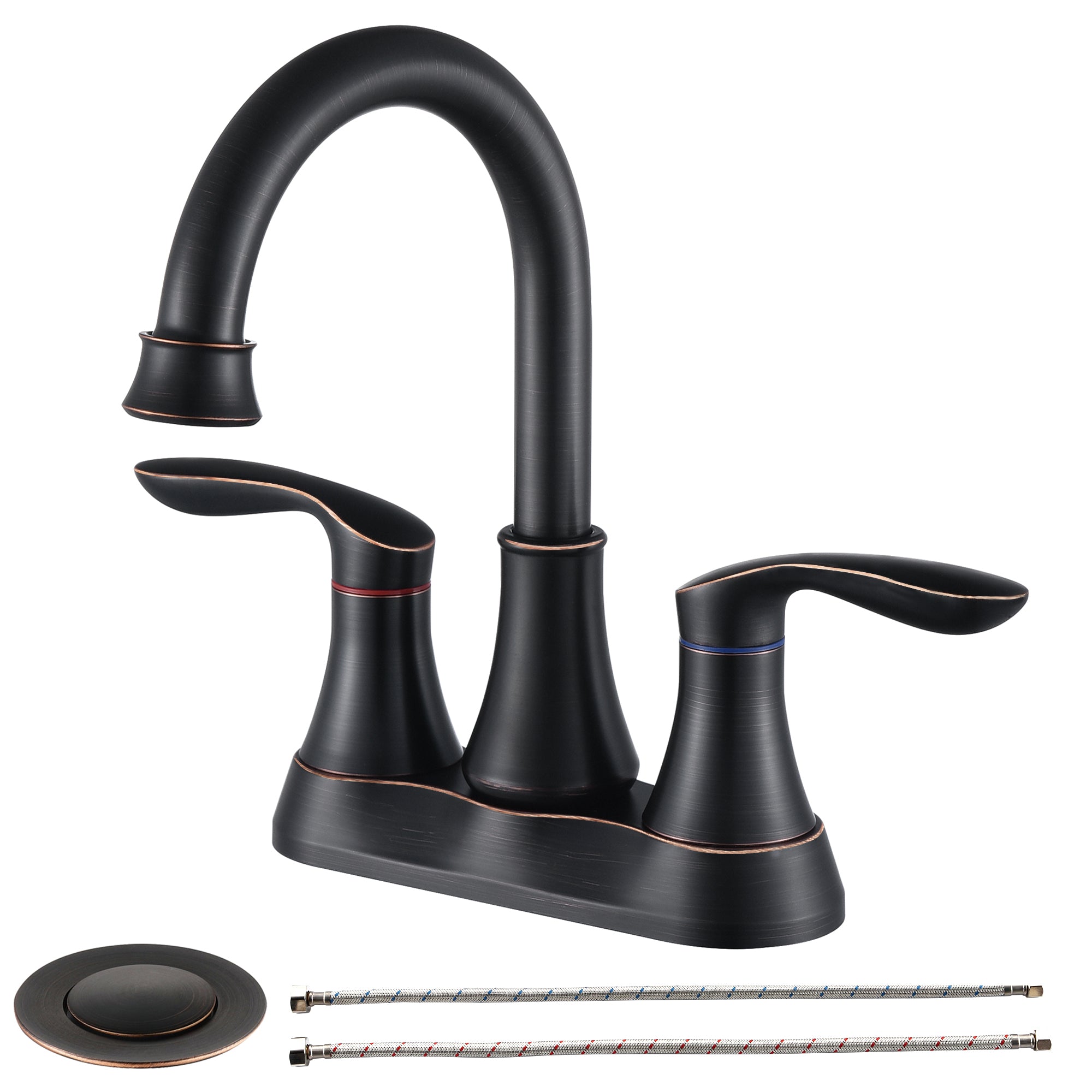 4" Oil Rubbed Bronze Bathroom Faucet Set