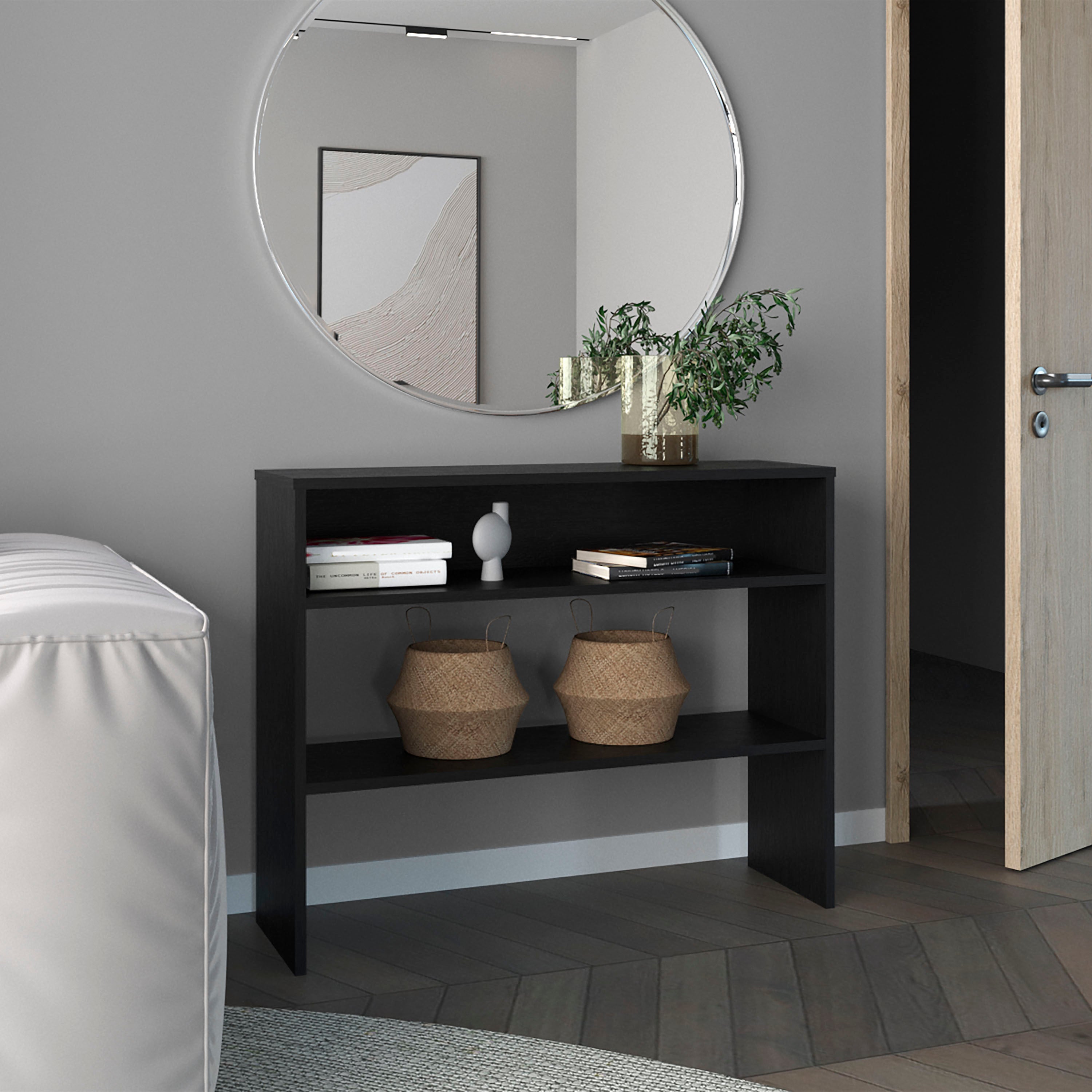 Library Desk 31.5"H w/ Shelves, Black