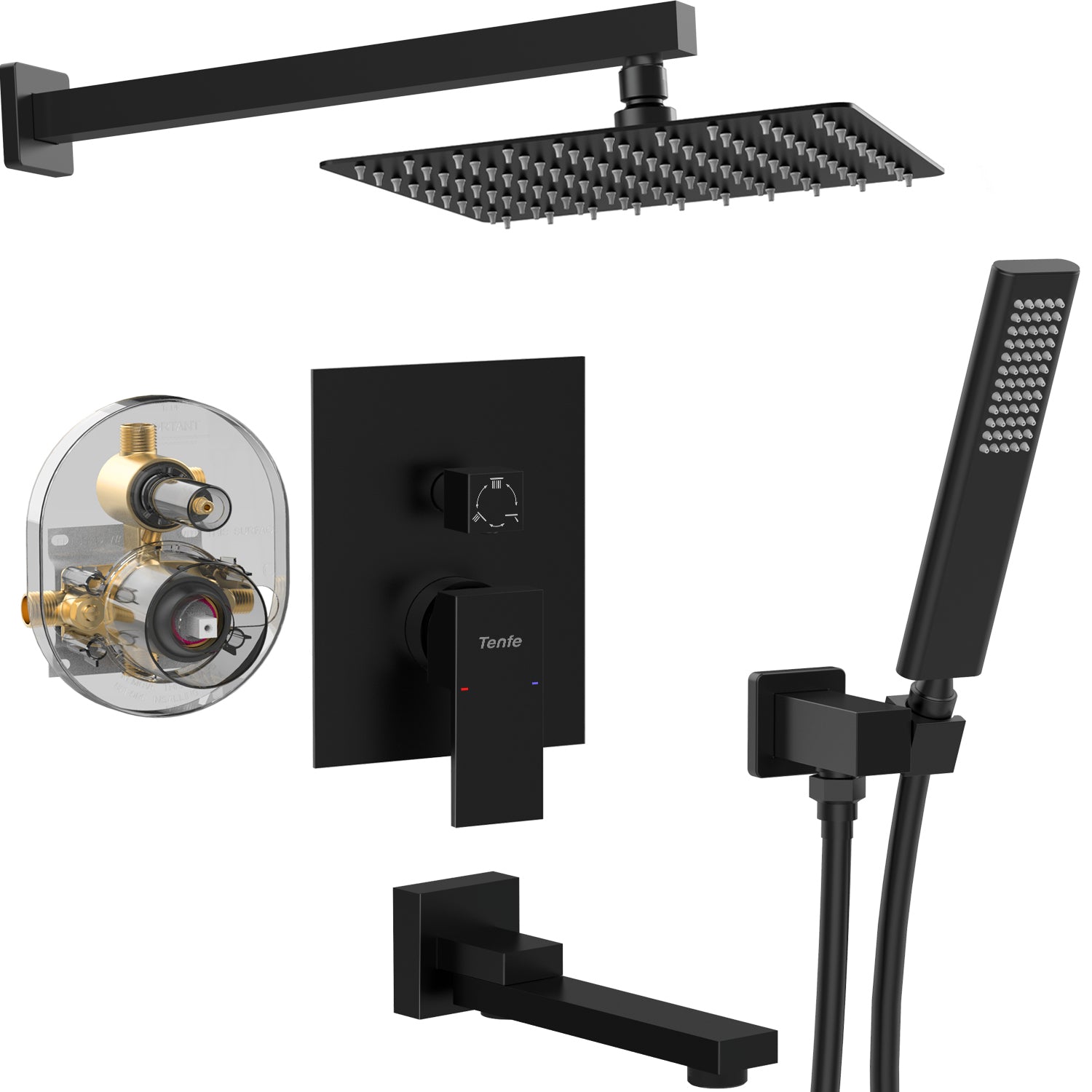 Matte Black Shower Faucet Set with Handheld