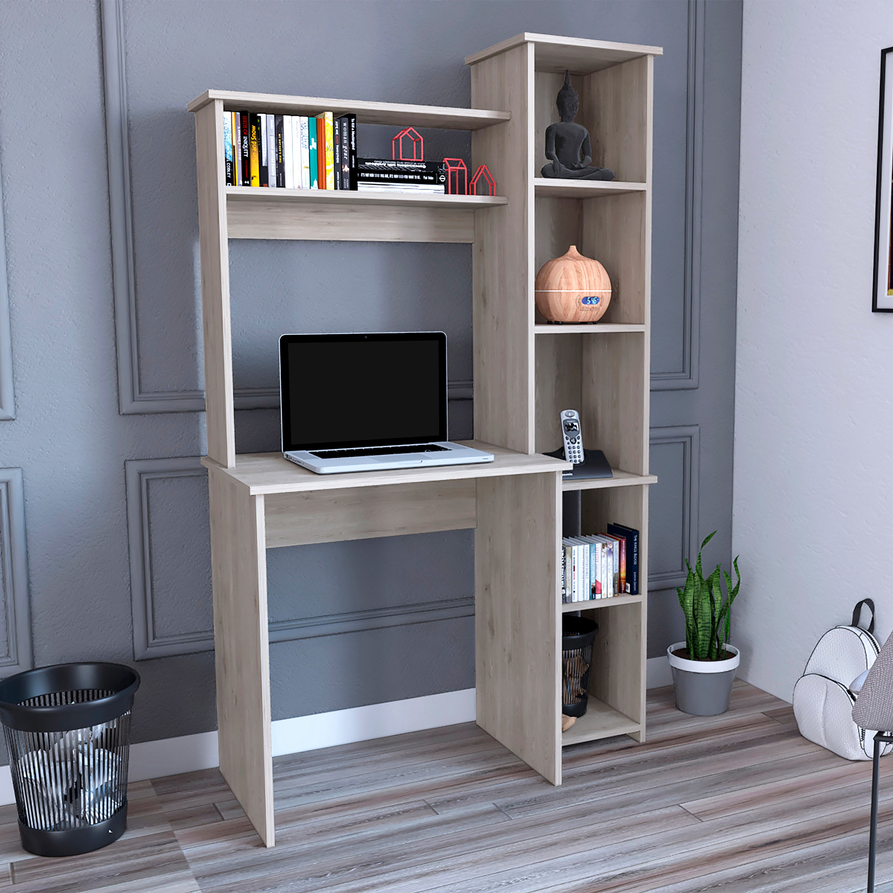 Versalles Light Gray Writing Desk w/ Shelves & Cubbies