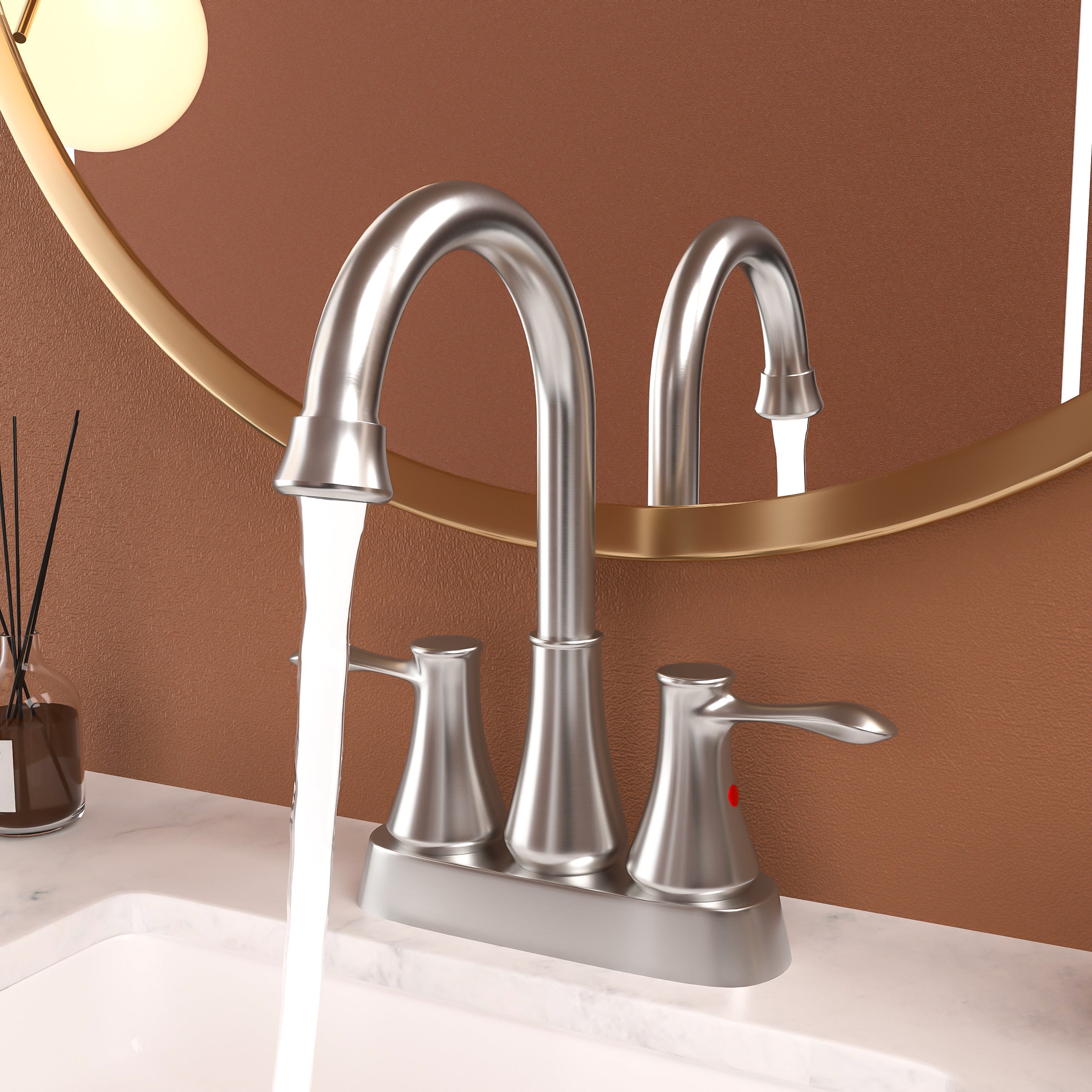 4" Brushed Nickel Bathroom Faucet w/ Pop-Up Drain