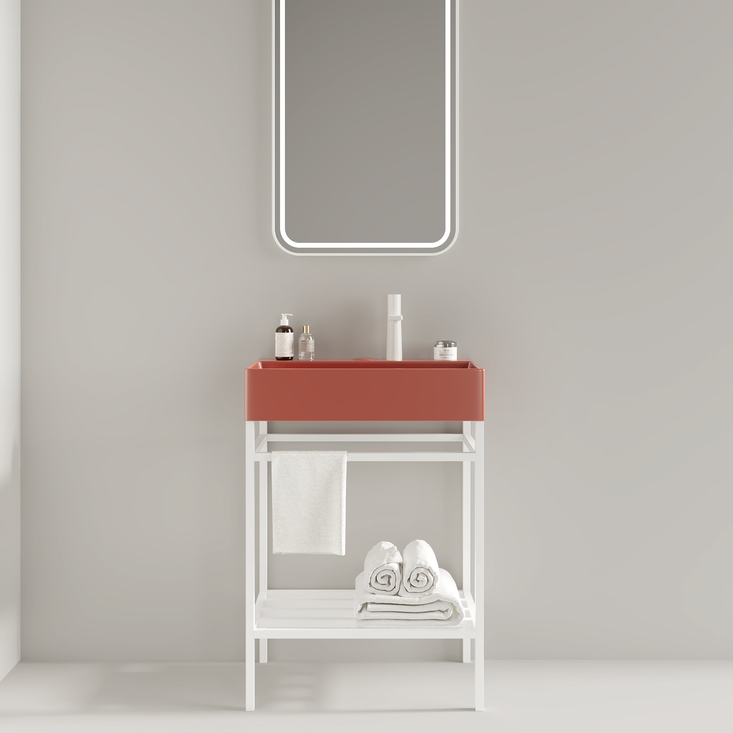 LOFI Red Bathroom Vanity Set with Shelves