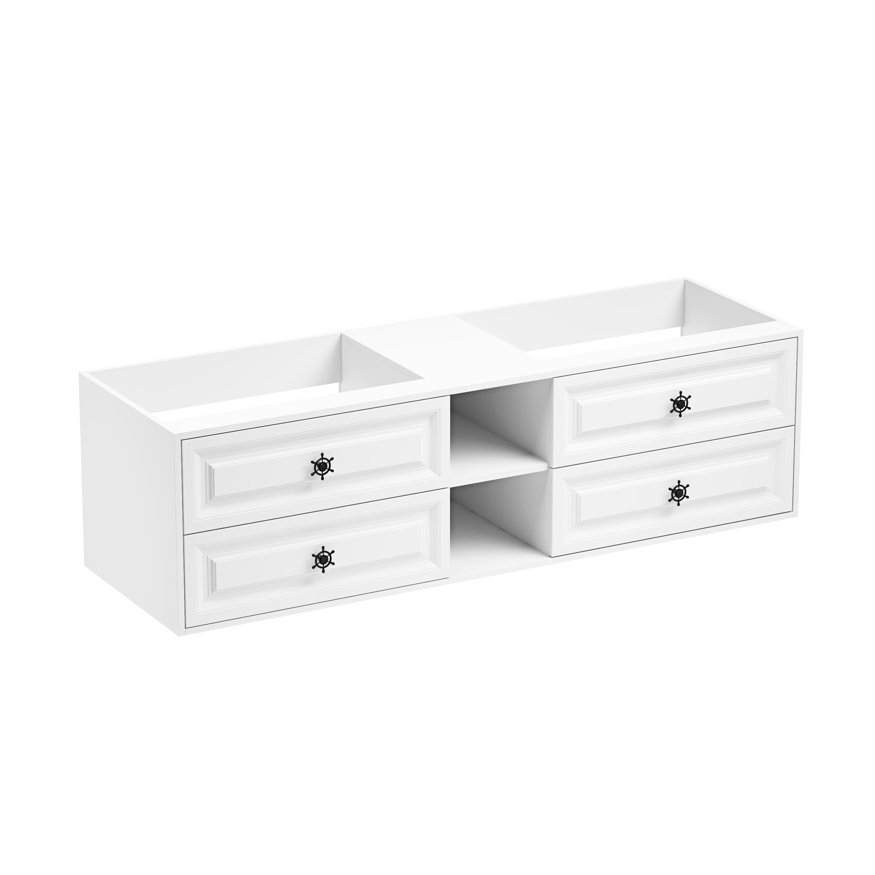 72" Double Sink Vanity Cabinet - Wall Mounted