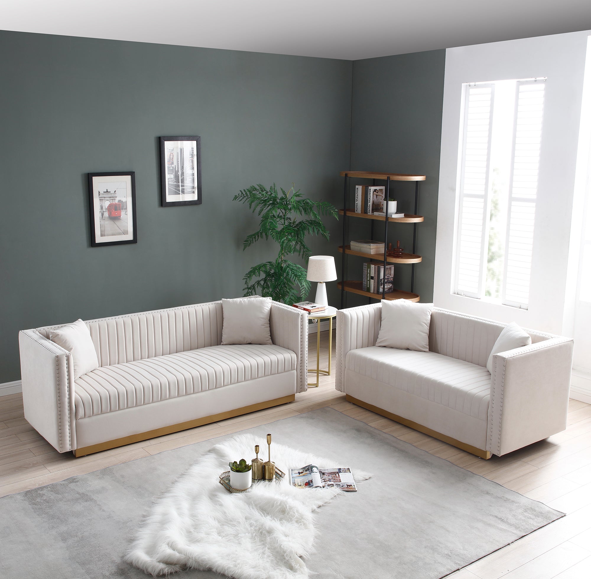 Velvet Sofa Set: Modern Tufted Couch & Loveseat